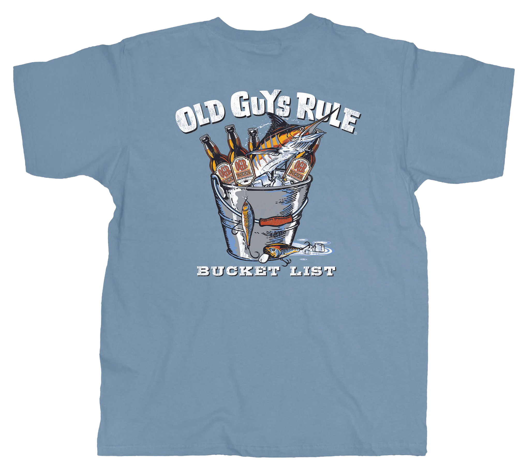 Image of Old Guys Rule Bucket List Short-Sleeve T-Shirt for Men - Stone Blue