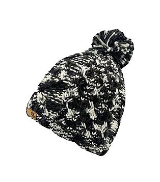 Image of Kanut Sports Chapel Cuff Beanie with Pom for Ladies - Black/White/Gray