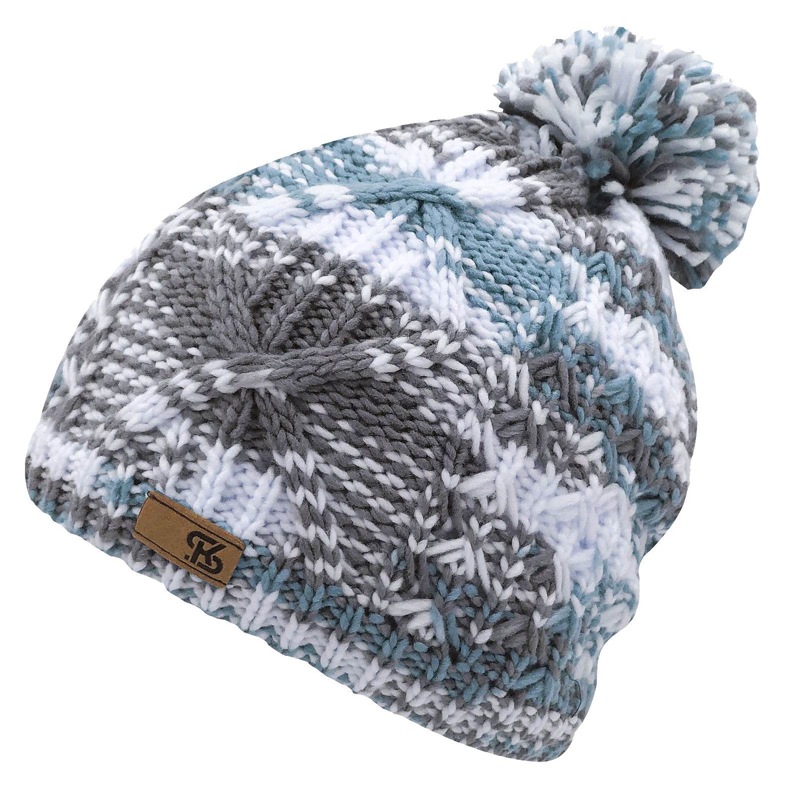 Image of Kanut Sports Chapel Cuff Beanie with Pom for Ladies - Pewter/White/Frost