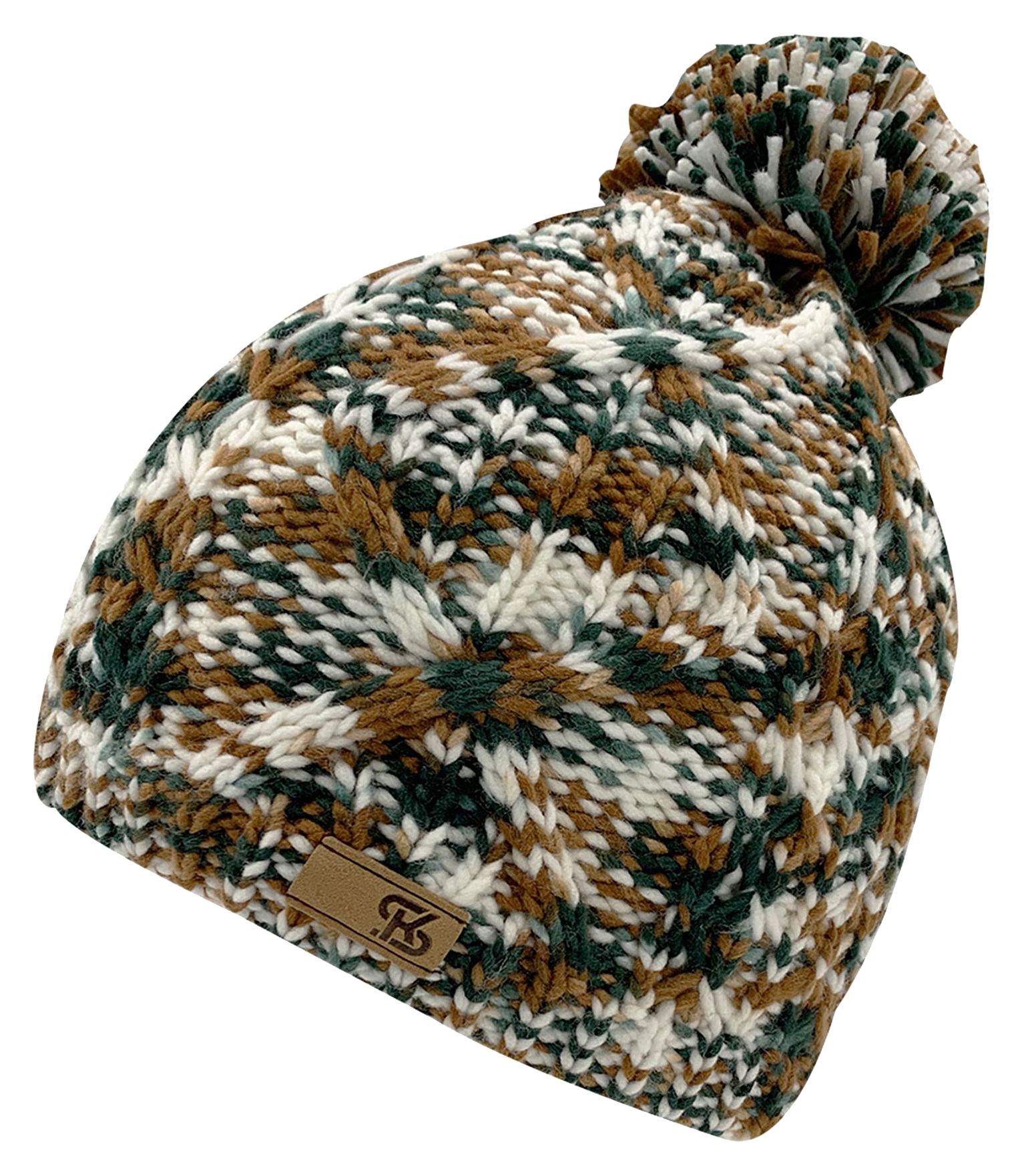 Image of Kanut Sports Chapel Cuff Beanie with Pom for Ladies - Olive/Mustard/White