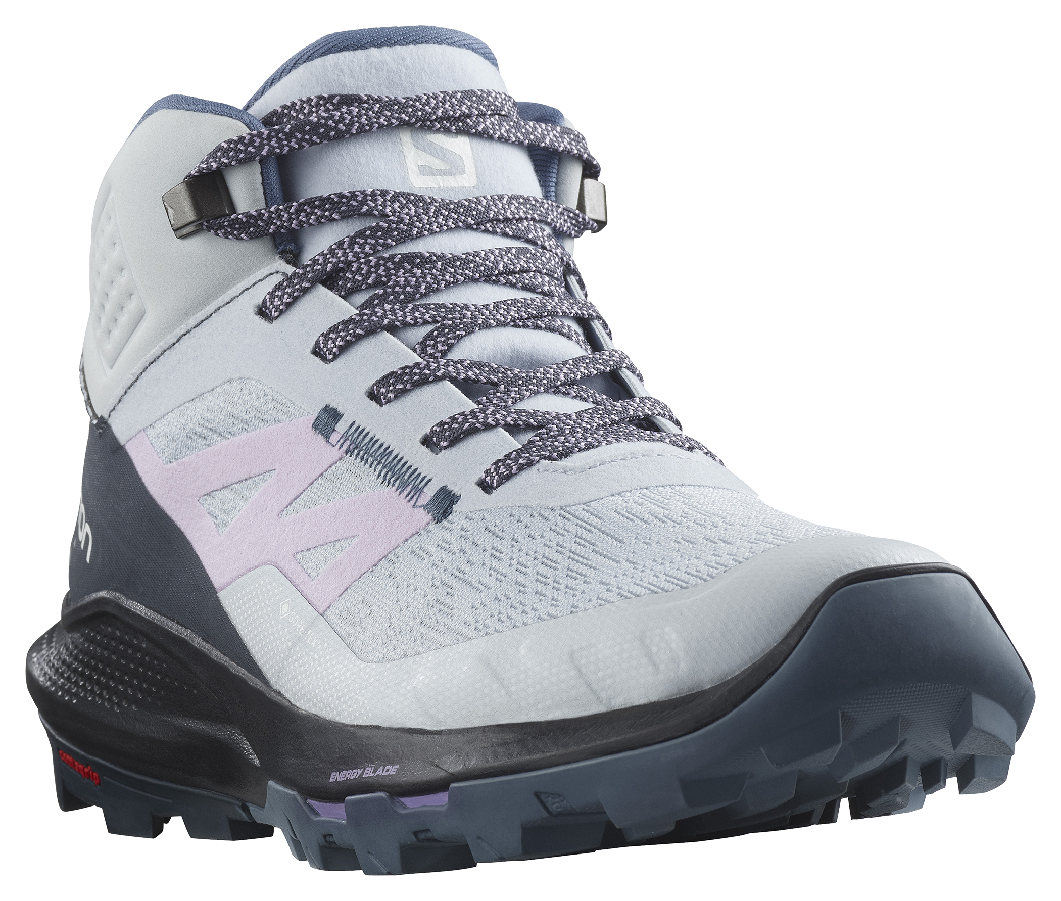 Image of Salomon Outpulse Mid GORE-TEX Hiking Boots for Ladies - Arctic Ice/India Ink/Orchid Bloom - 7.5M