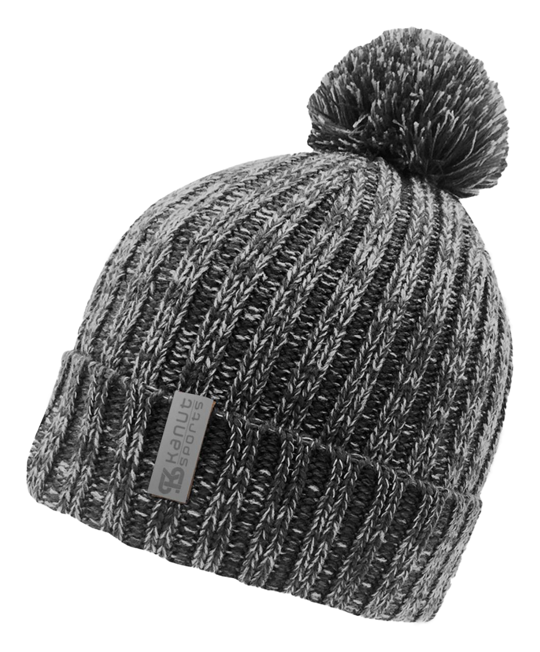 Image of Kanut Sports Tuck Cuff Beanie with Pom for Ladies - Black/Griffin