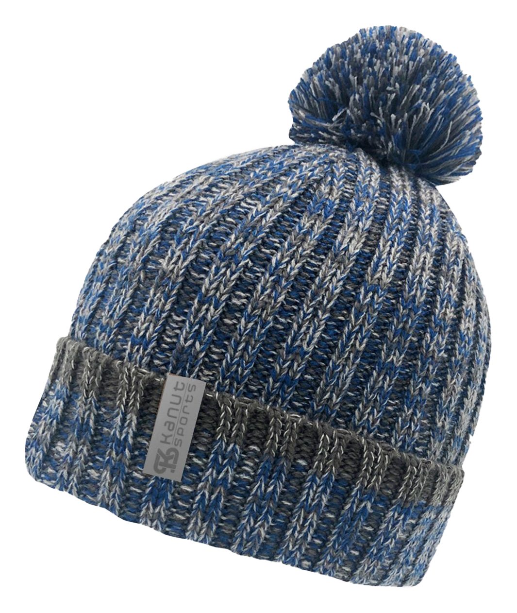 Image of Kanut Sports Tuck Cuff Beanie with Pom for Ladies - Bluejay/Shadow