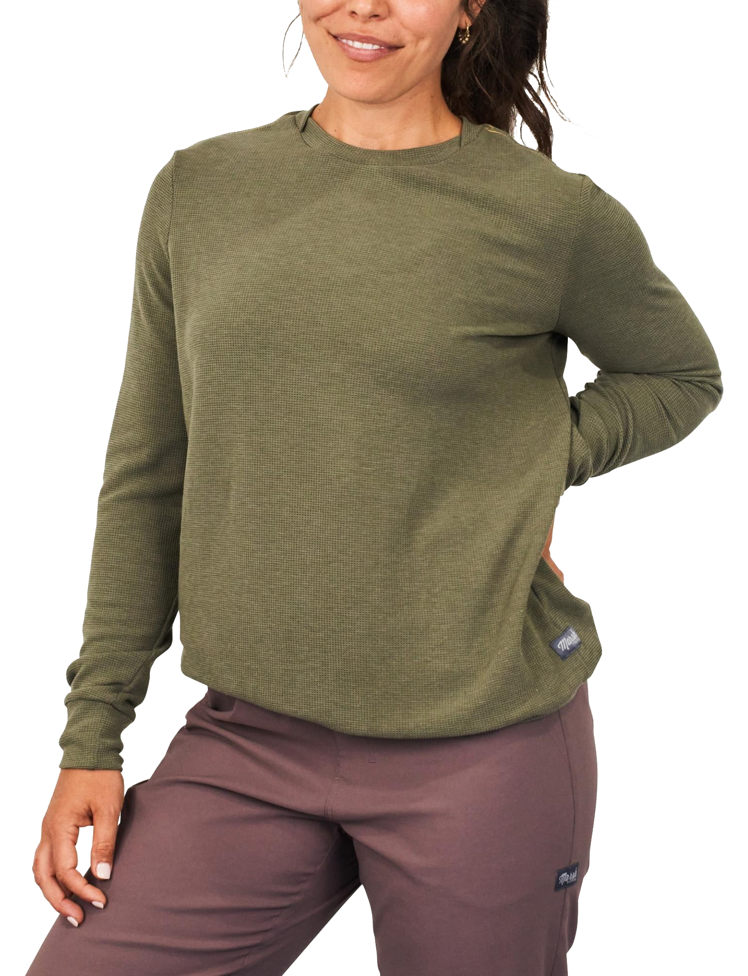 Image of Marsh Wear Tyber Thermal Crew for Ladies - Fossil Heather - XS