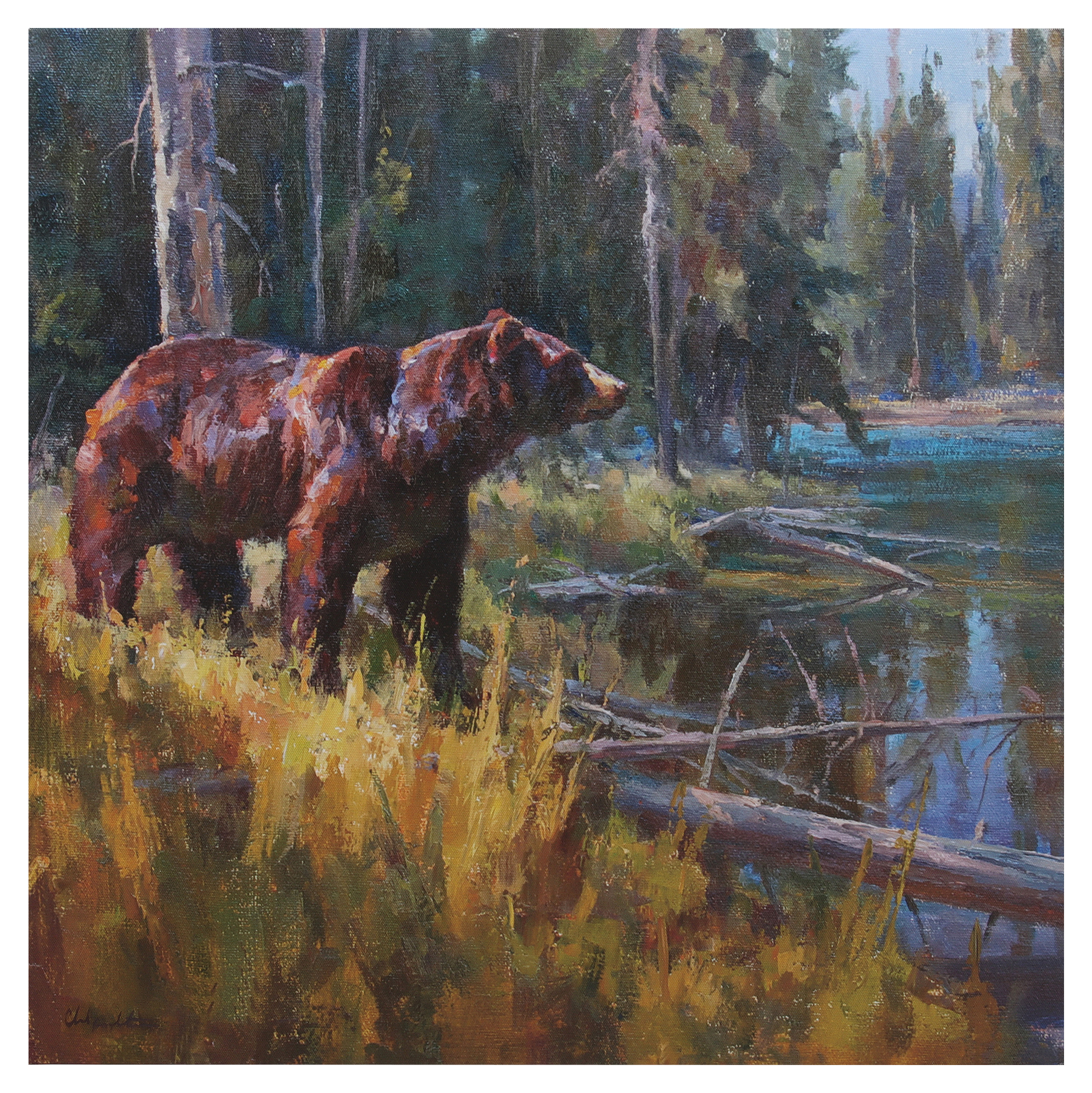 Image of Open Road Brands Bear at Lakeside Canvas Wall Decor