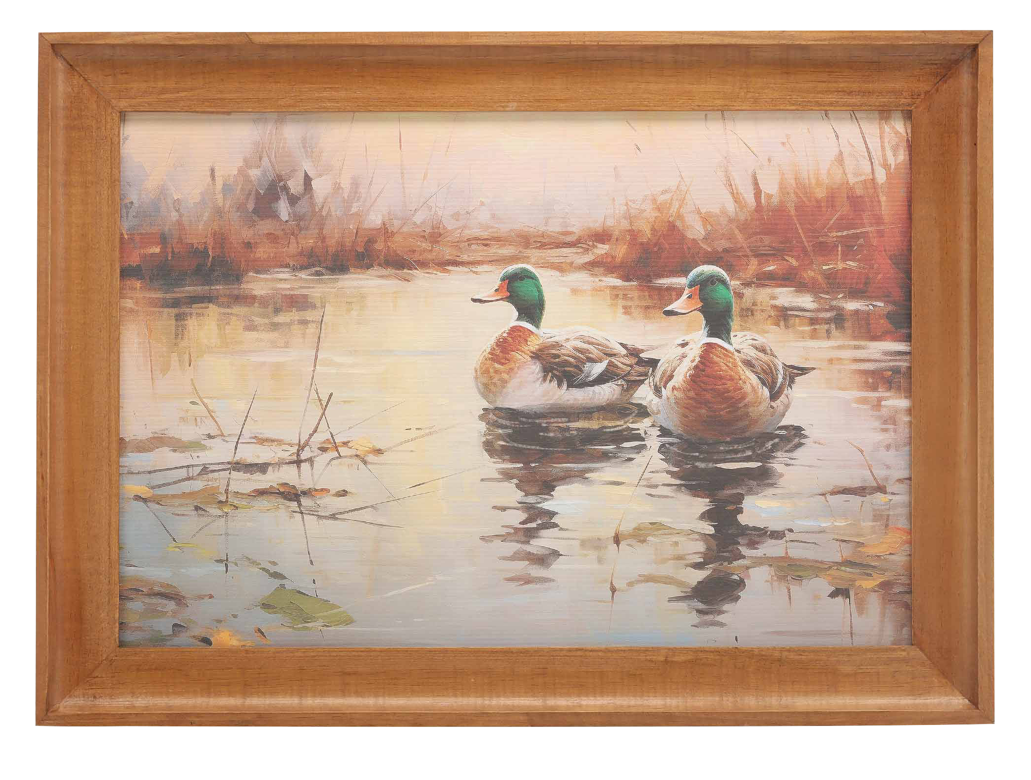 Image of Open Road Brands Ducks on Lake Framed Wood Wall Decor