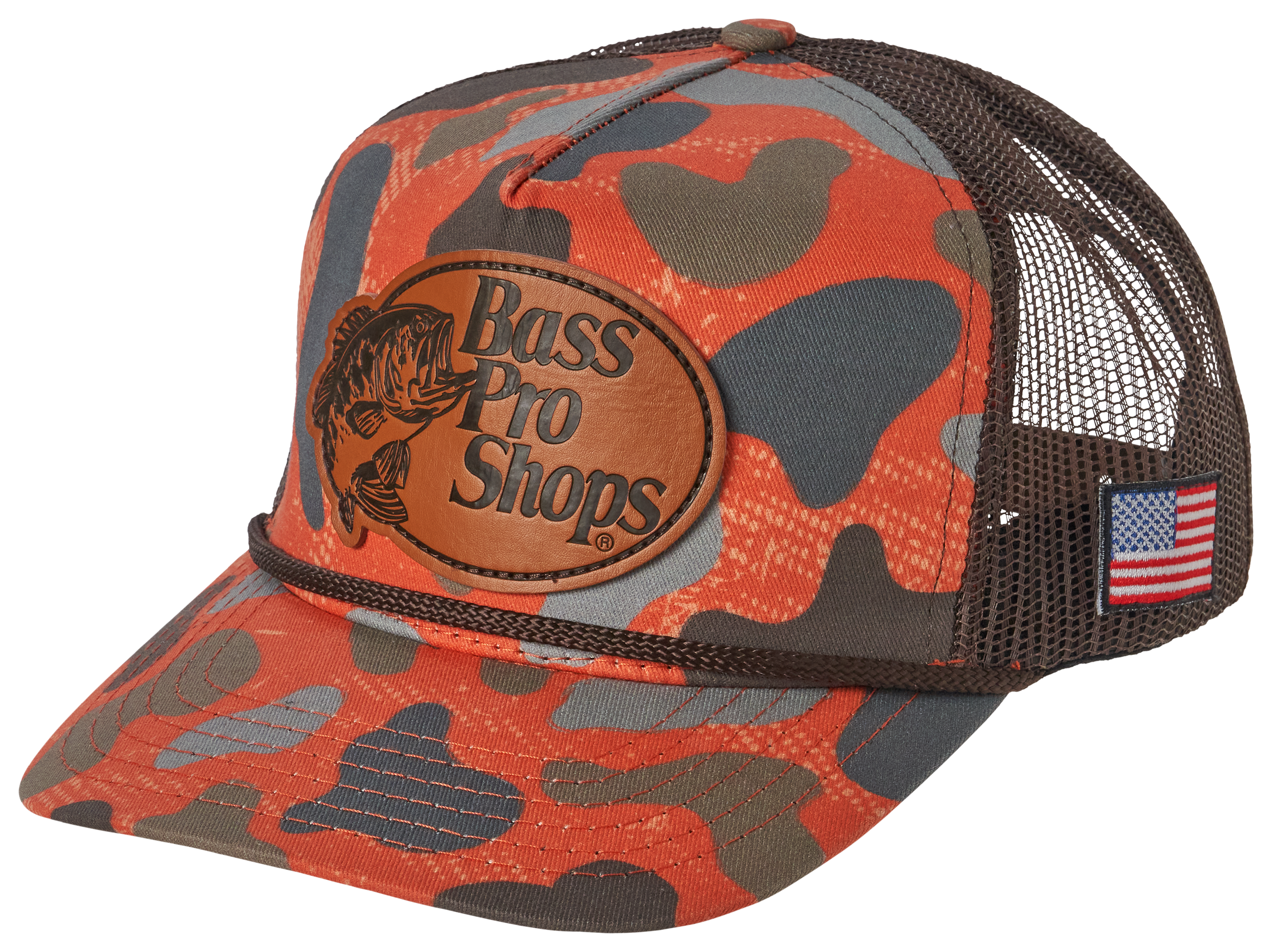 Image of Bass Pro Shops Faux-Leather Patch Camo Mesh-Back Cap