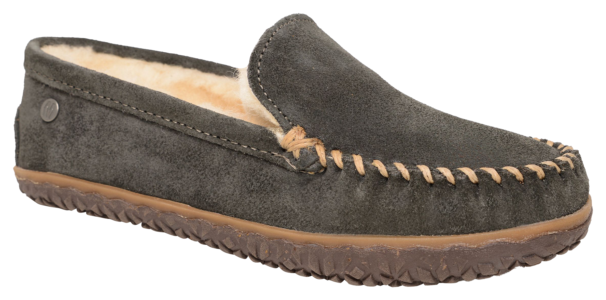 Image of Minnetonka Sheepskin Terese Slippers for Ladies - Charcoal