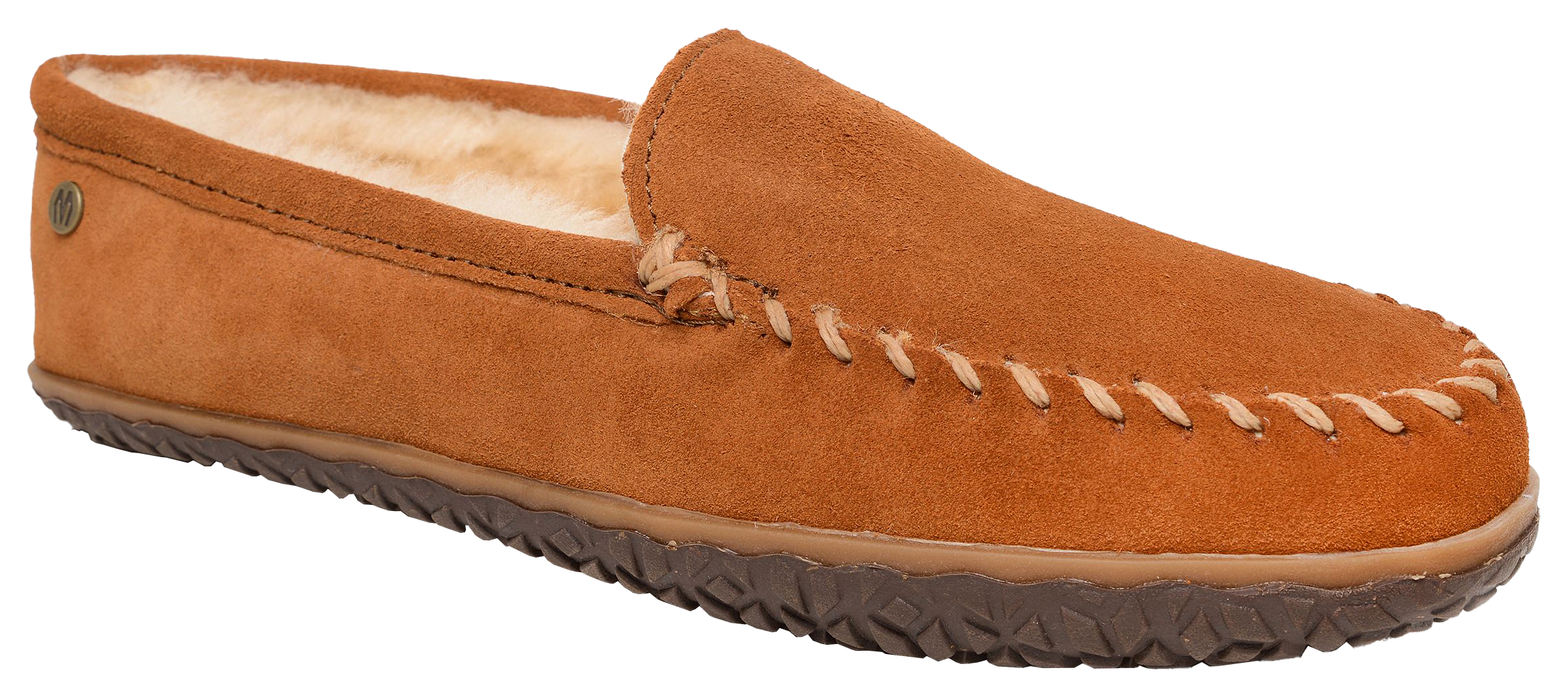 Image of Minnetonka Sheepskin Tobie Slippers for Men - Brown