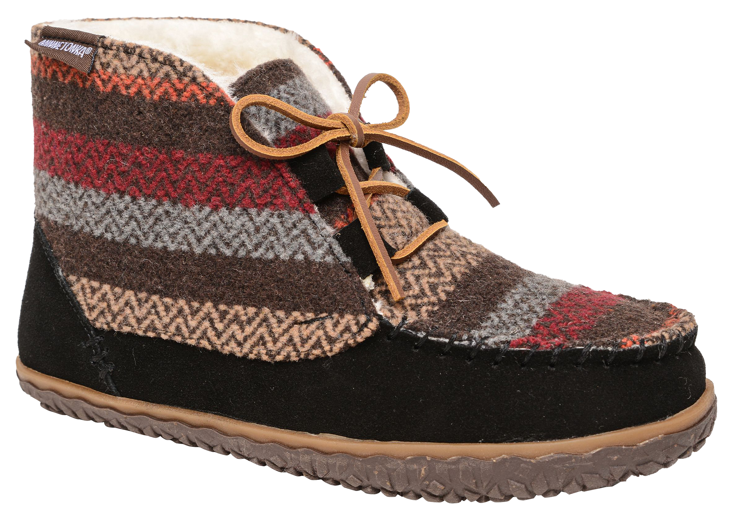 Image of Minnetonka Moccasin Torrey Pile-Lined Slippers for Ladies - Black Multi - 6M