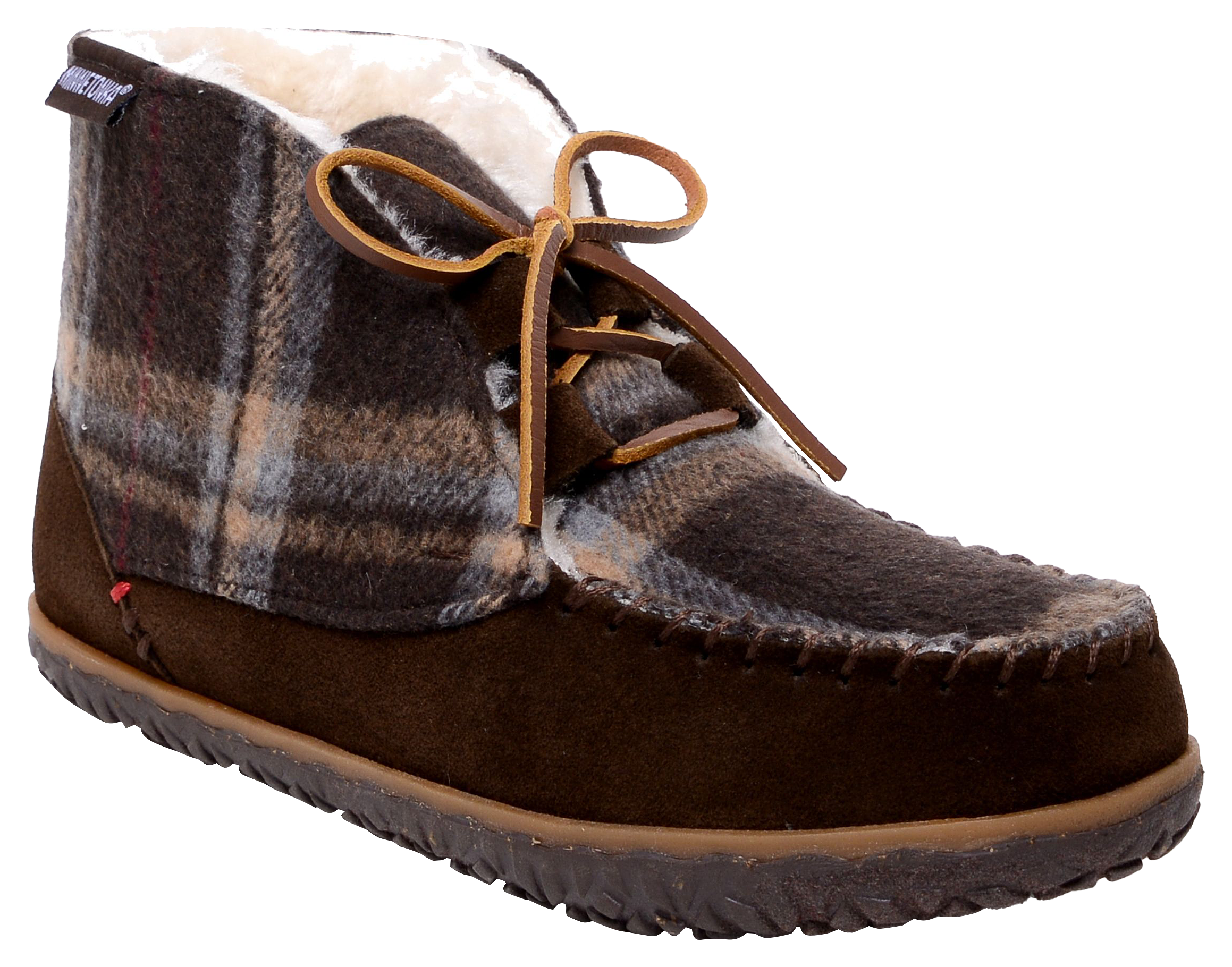 Image of Minnetonka Moccasin Torrey Pile-Lined Slippers for Ladies - Chocolate Multi