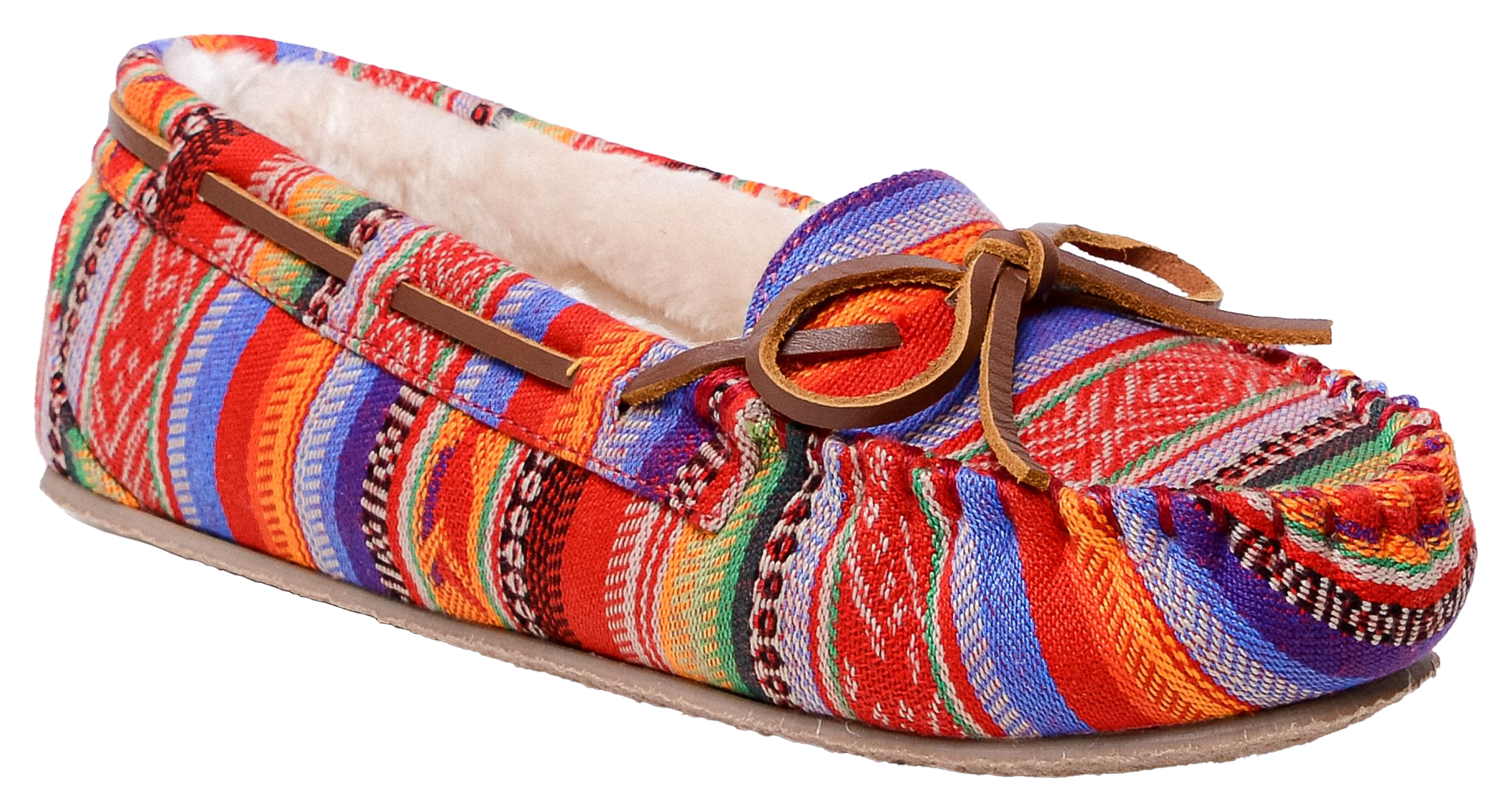 Image of Minnetonka Moccasin Cally Moccasin Slippers for Ladies - Frisco Stripe