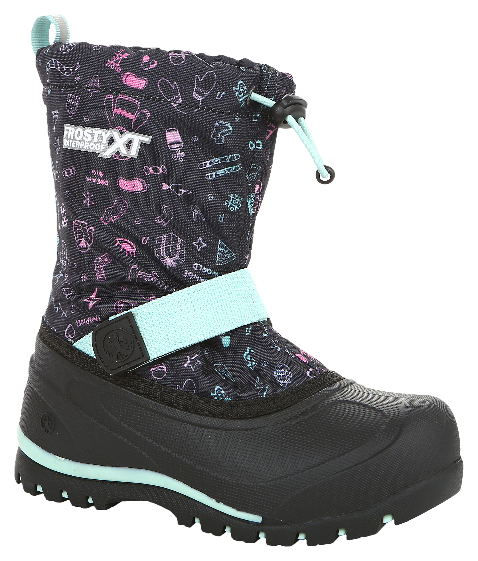 Image of Northside Frosty XT Insulated Waterproof Pac Boots for Kids - Black/Aqua - 11 Kids