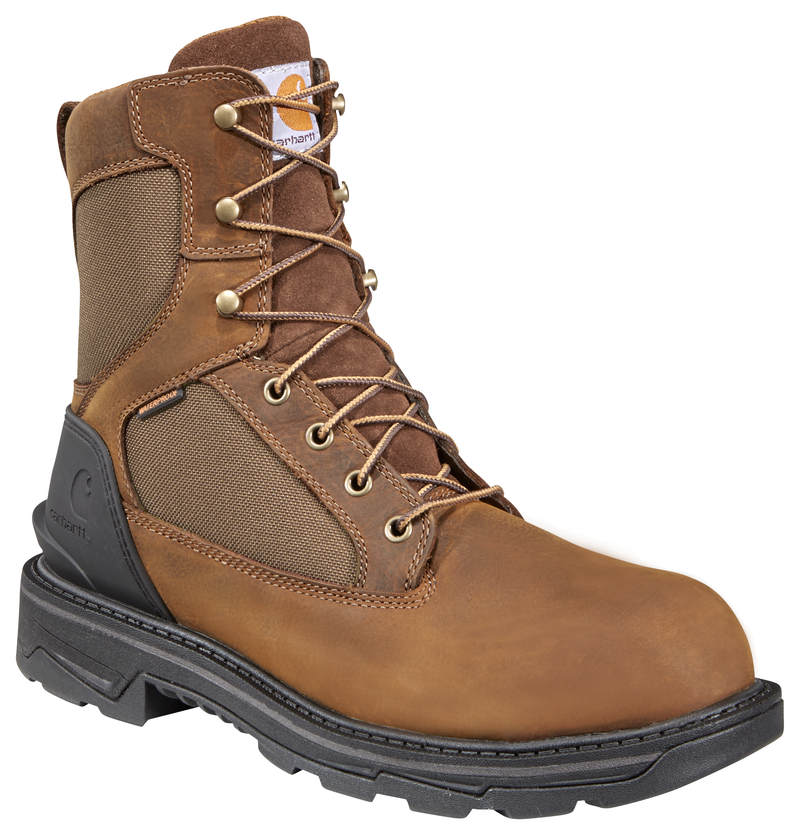 Carhartt Ironwood 8'' Waterproof Alloy Toe Work Boots for Men - Bison Brown Oil Tan - 8W -  847816096809