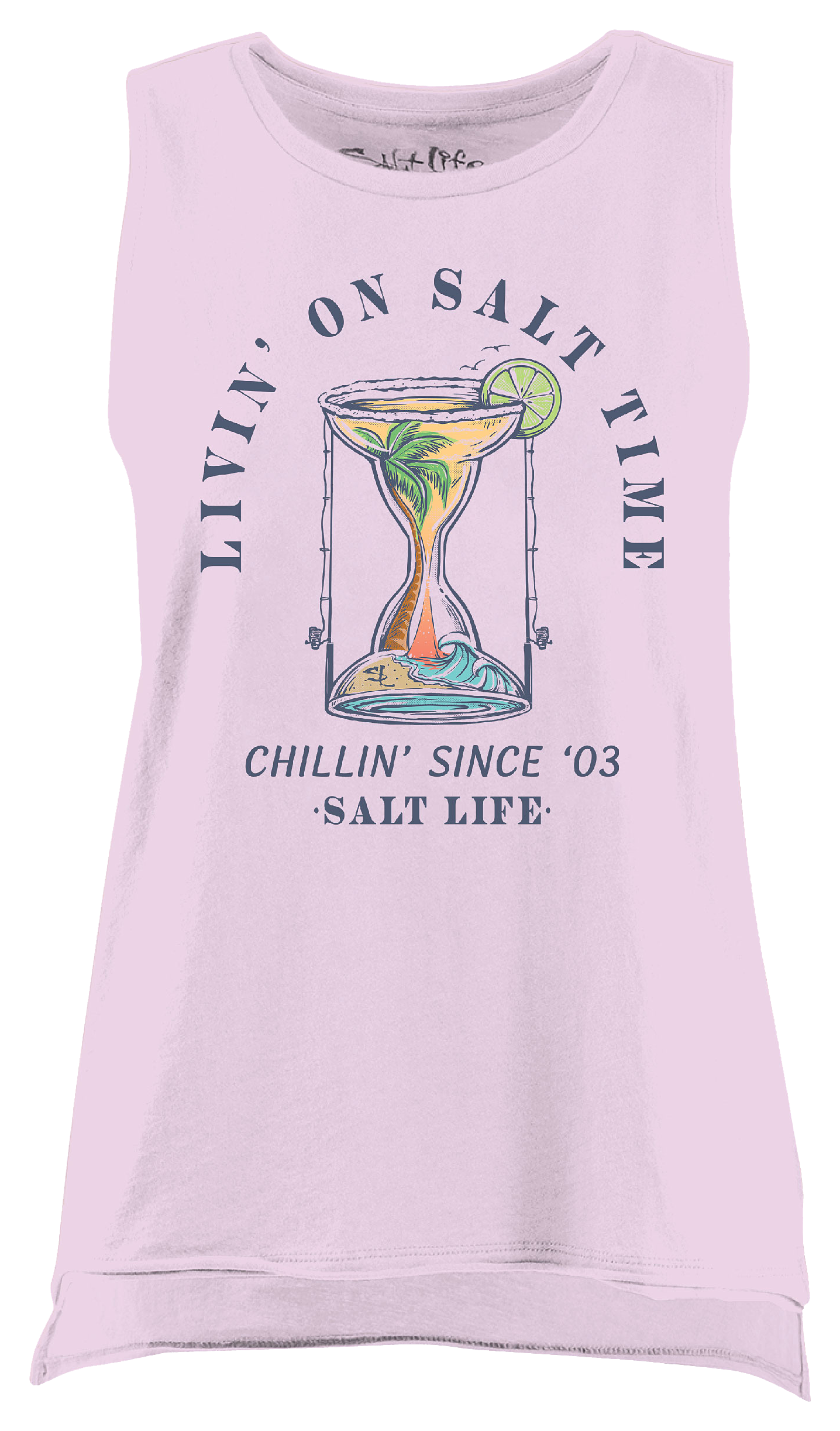 Image of Salt Life Livin' On Salt Time Sleeveless Tank for Ladies - Lilac - L