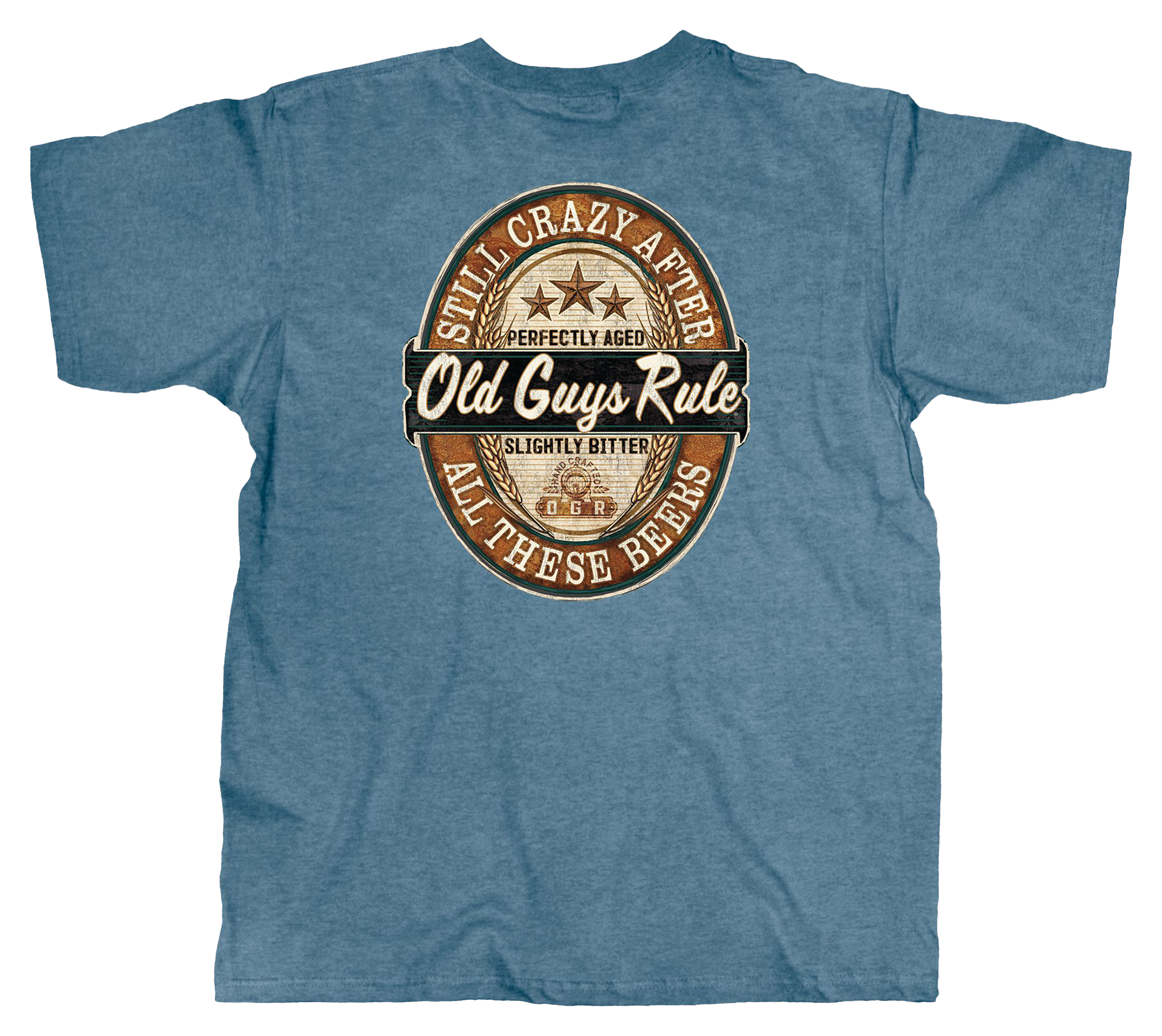 Image of Old Guys Rule Crazy Beers Short-Sleeve T-Shirt for Men - Indigo Blue - 2XL