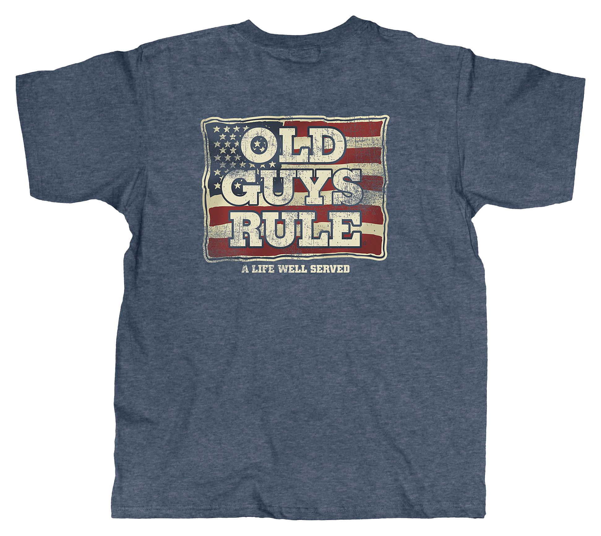 Image of Old Guys Rule A Life Well Served Short-Sleeve T-Shirt for Men - Heather Navy