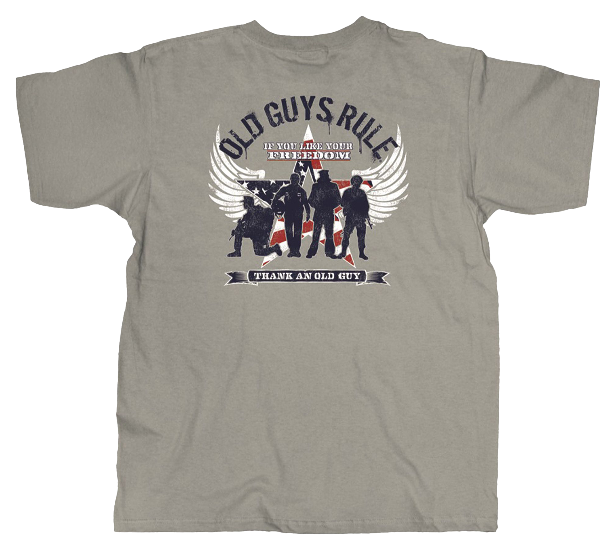 Image of Old Guys Rule Freedom Star Short-Sleeve T-Shirt for Men - Gravel