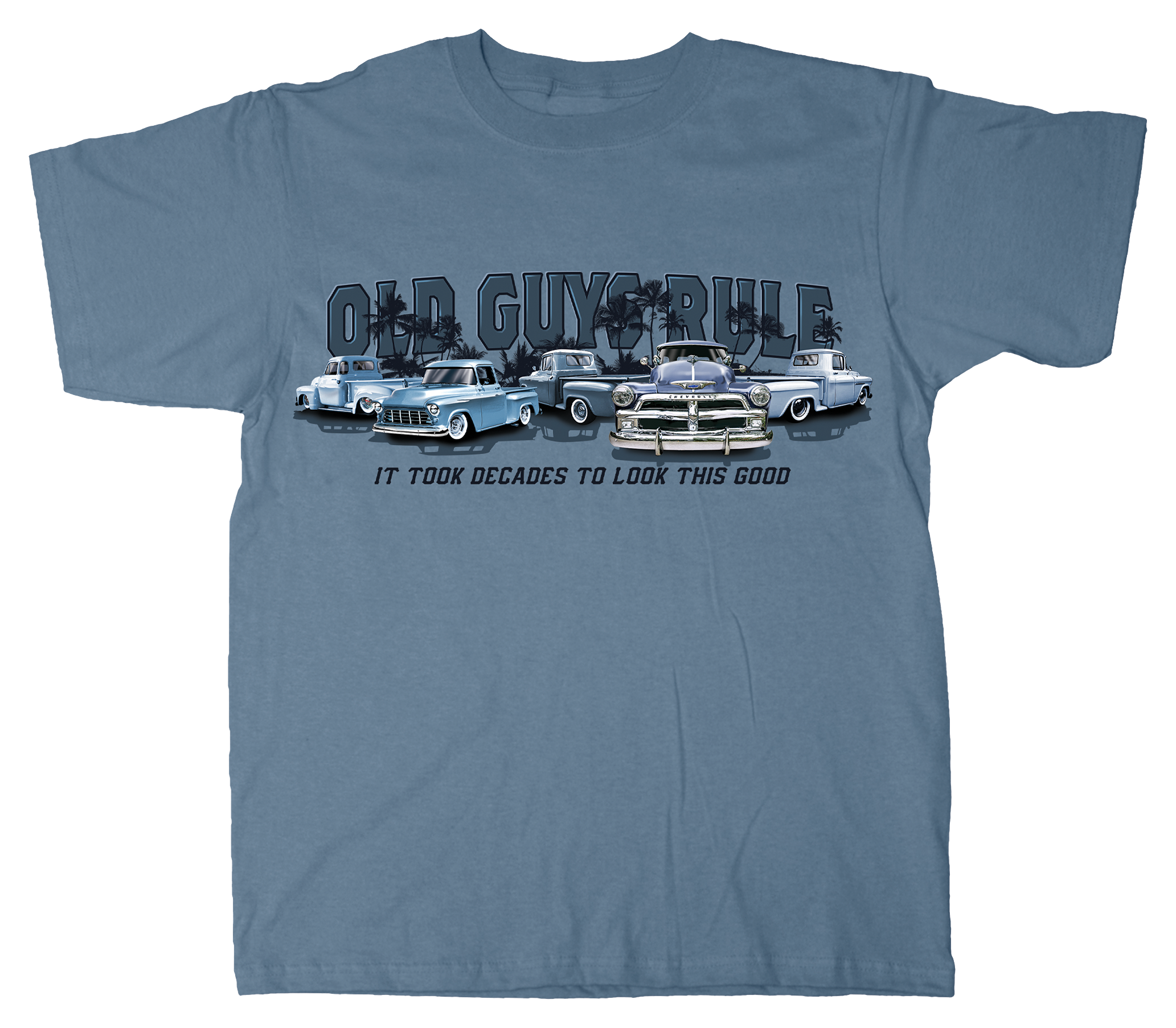 Image of Old Guys Rule Truck Band Short-Sleeve T-Shirt for Men - Indigo Blue - 2XL