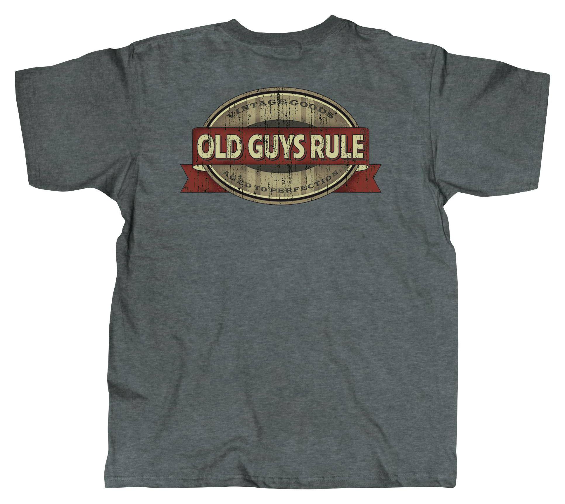 Image of Old Guys Rule Oak Cask Oval Short-Sleeve T-Shirt for Men - Dark Heather - 2XL