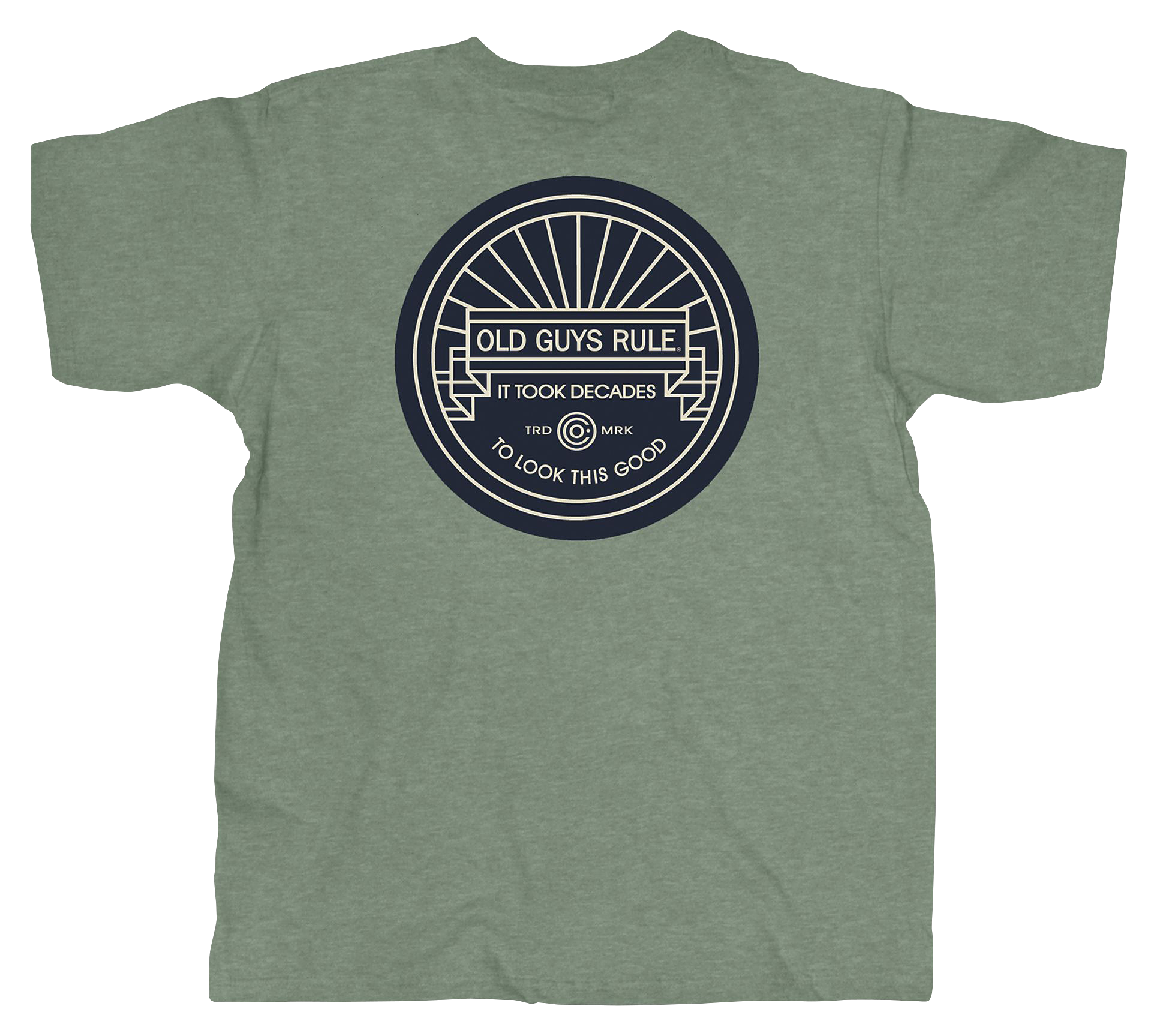 Image of Old Guys Rule Look Good Short-Sleeve T-Shirt for Men - Forest-Heather Military Green