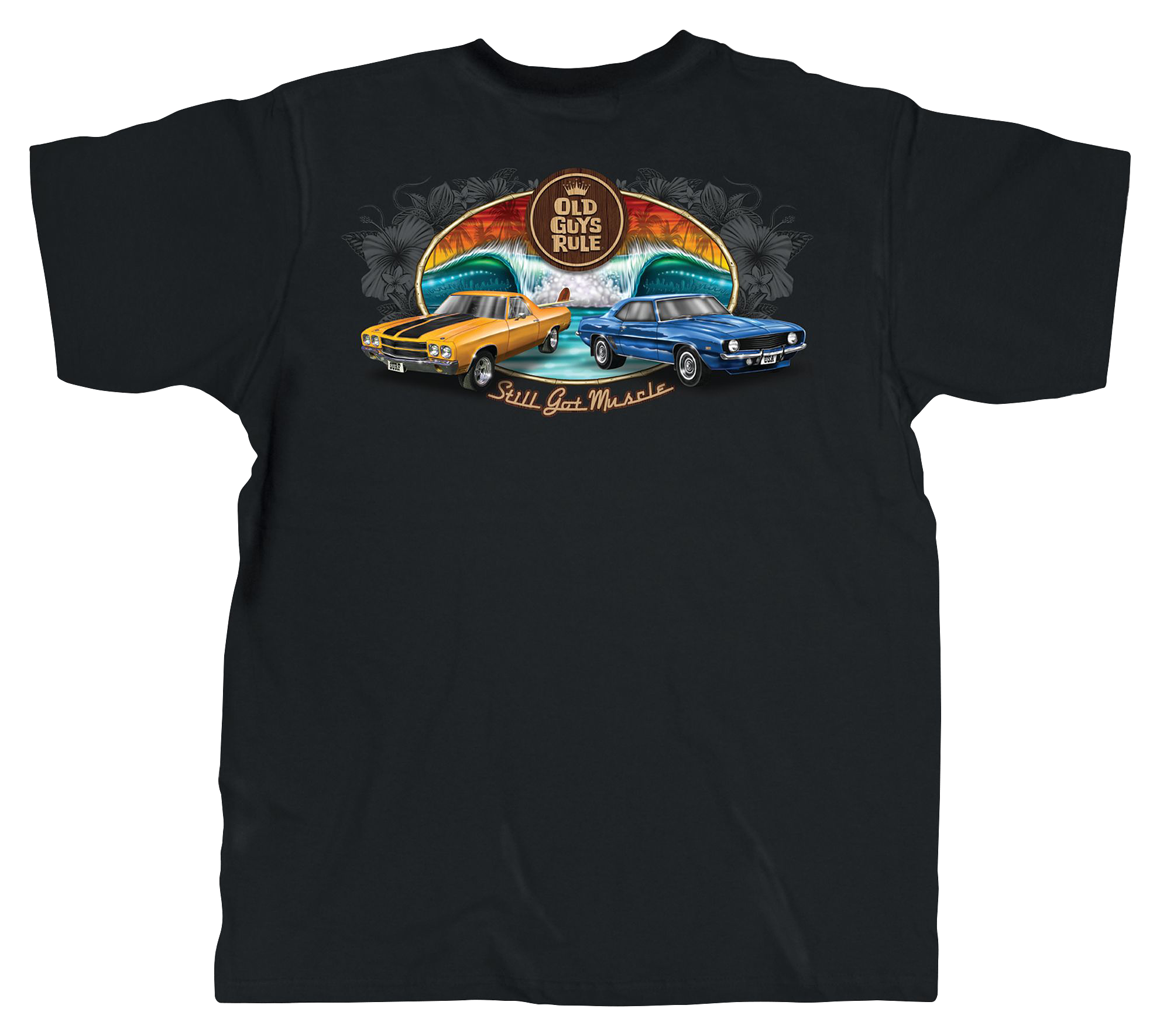 Image of Old Guys Rule Muscle Cars Short-Sleeve T-Shirt for Men - Black - 2XL