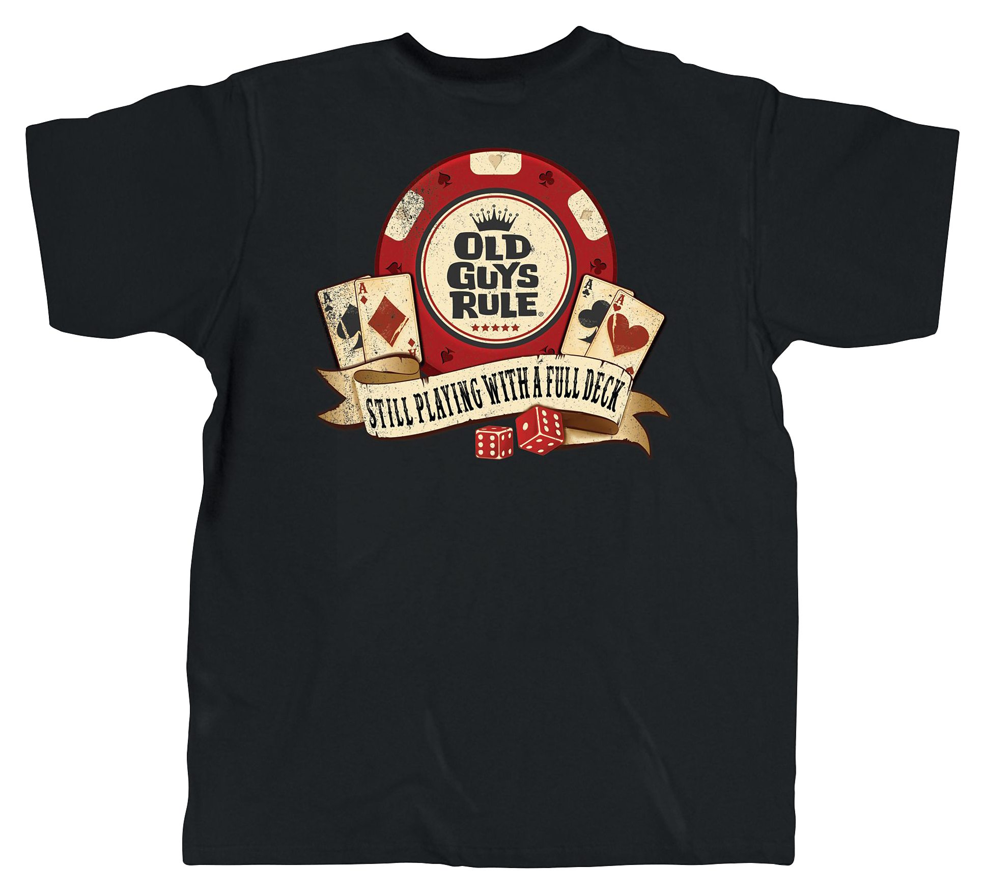 Image of Old Guys Rule Poker Chip Short-Sleeve T-Shirt for Men - Black - 2XL
