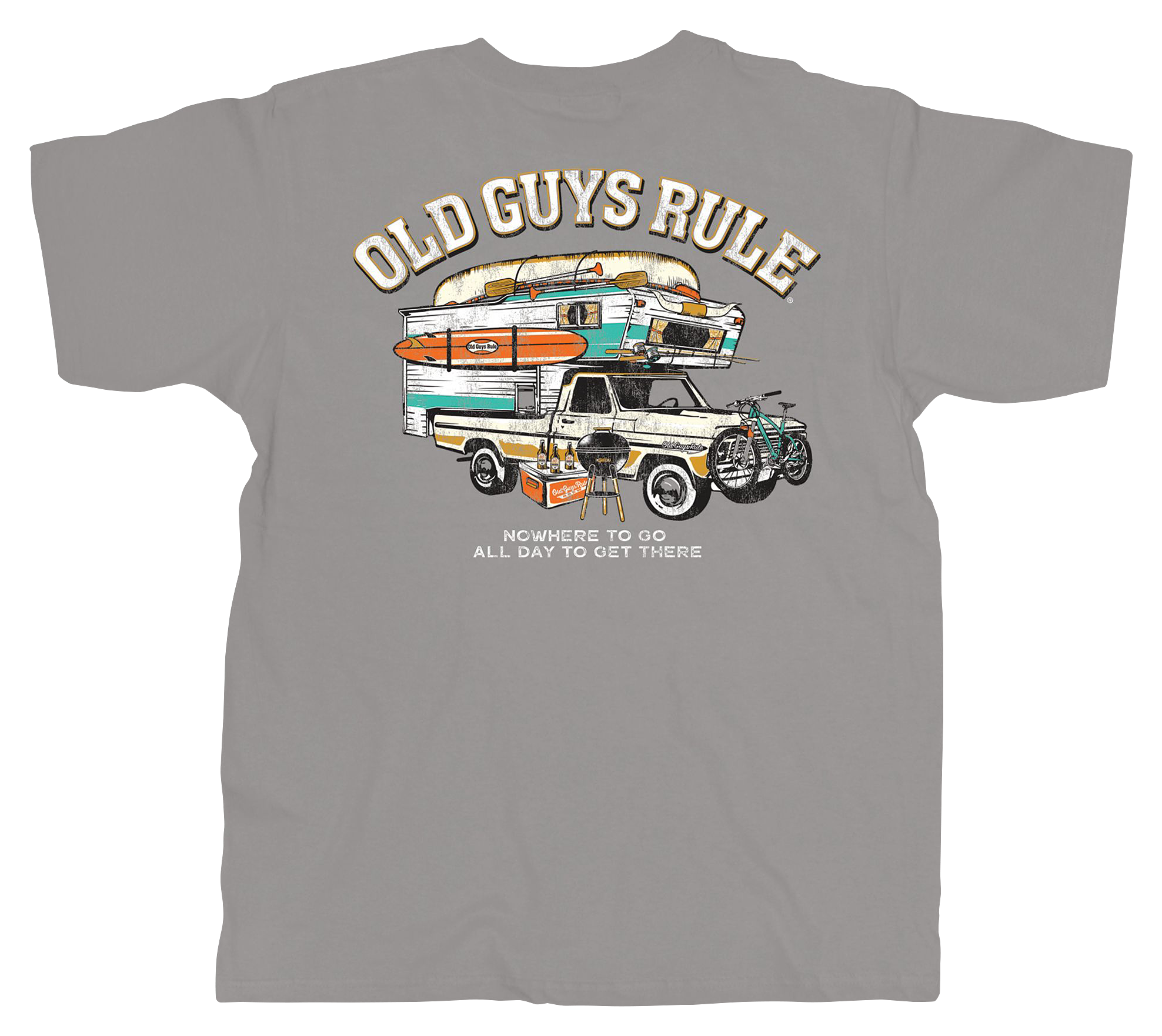 Image of Old Guys Rule Nowhere Vacation Short-Sleeve T-Shirt for Men - Gravel