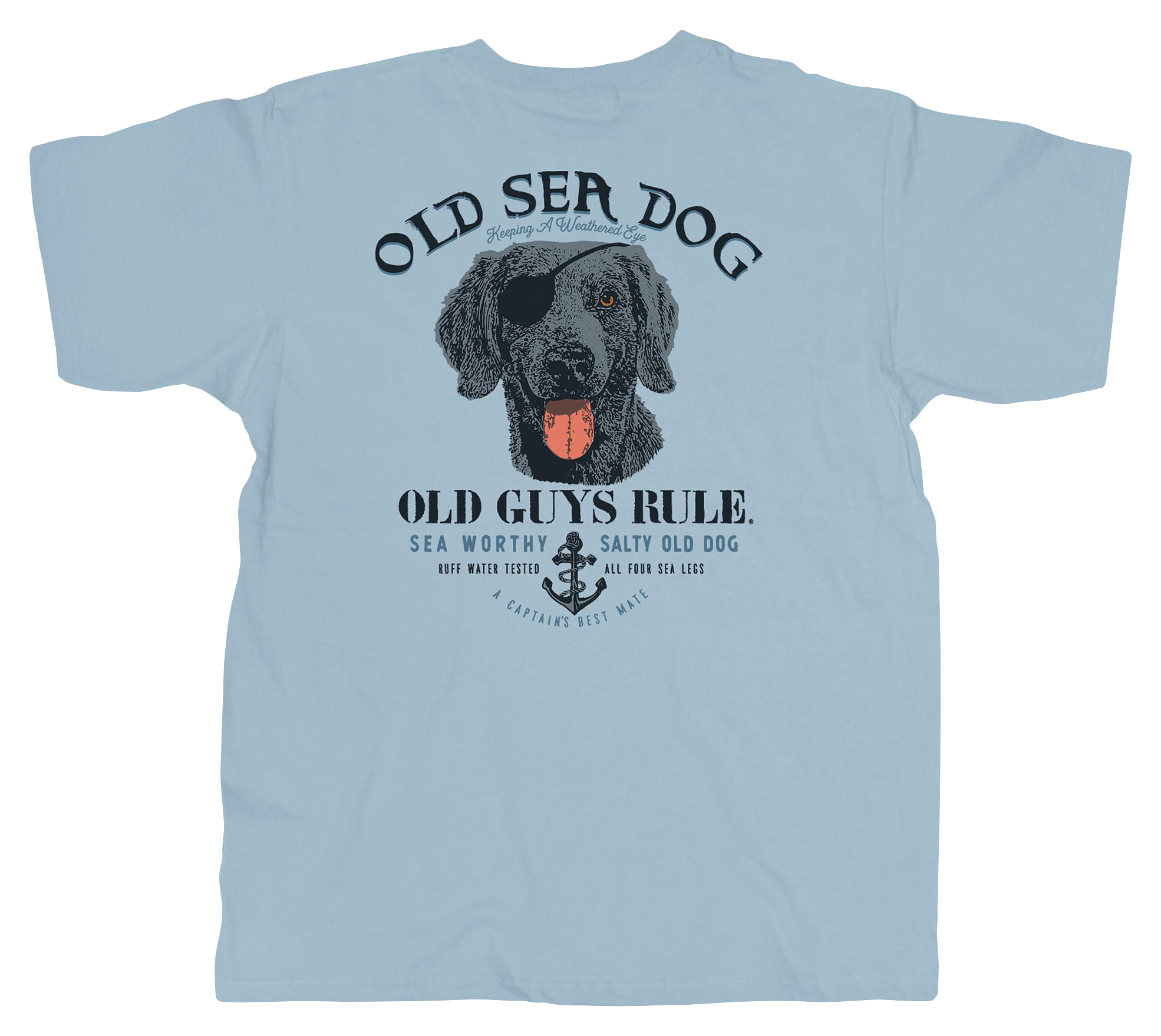 Image of Old Guys Rule Old Sea Dog Short-Sleeve T-Shirt for Men - Light Blue - 2XL