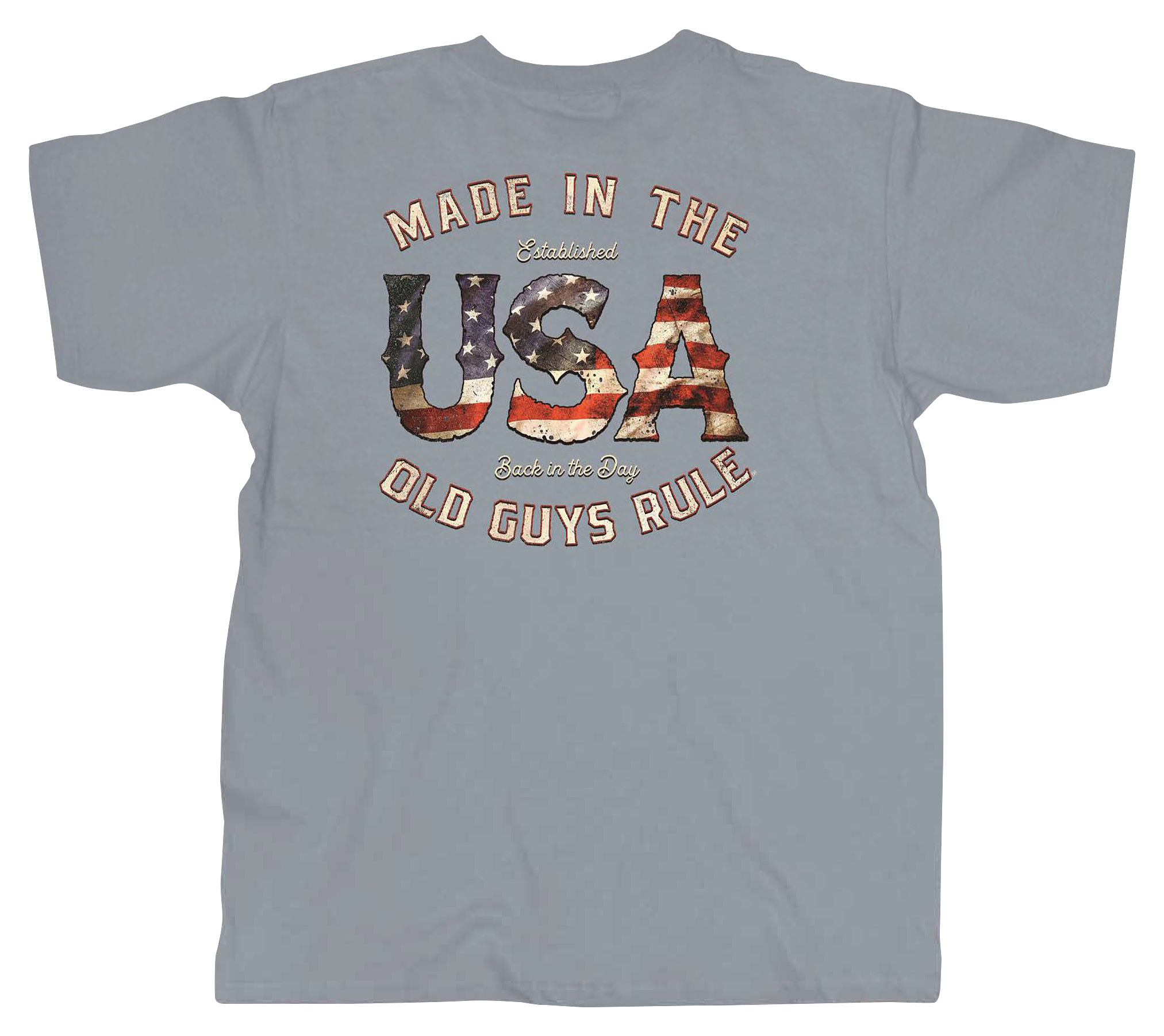 Image of Old Guys Rule Made in the USA Short-Sleeve T-Shirt for Men - Stone Blue