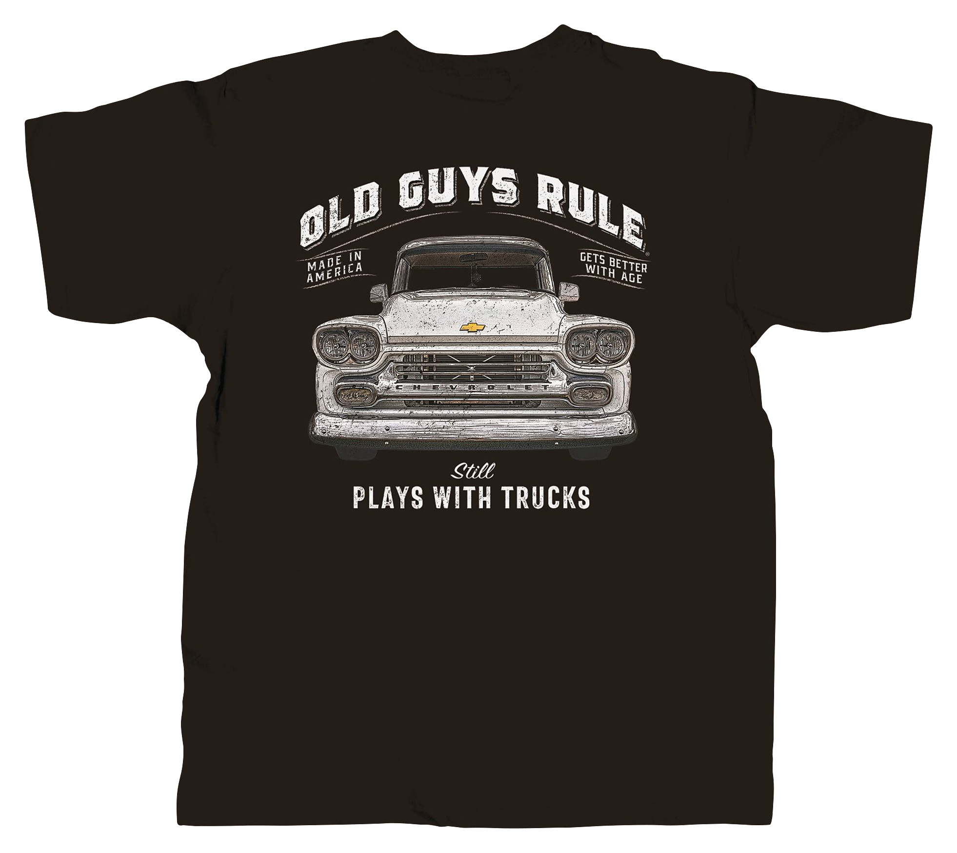 Image of Old Guys Rule Plays With Trucks Short-Sleeve T-Shirt for Men - Black - XL
