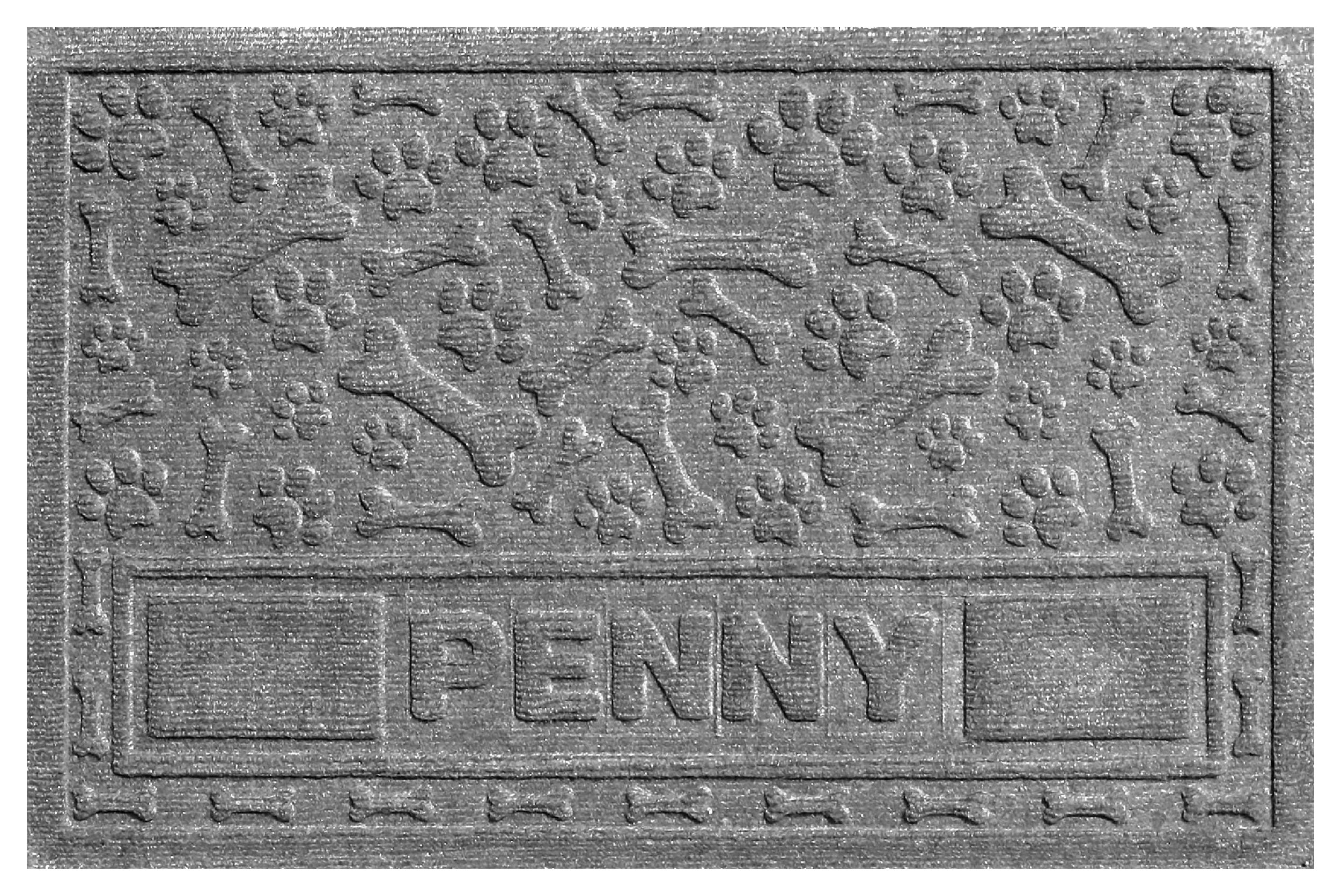 Image of Bungalow Flooring WaterHog Paws & Bones Personalized Pet Feeder Mat - Medium Gray - 2' x 3'