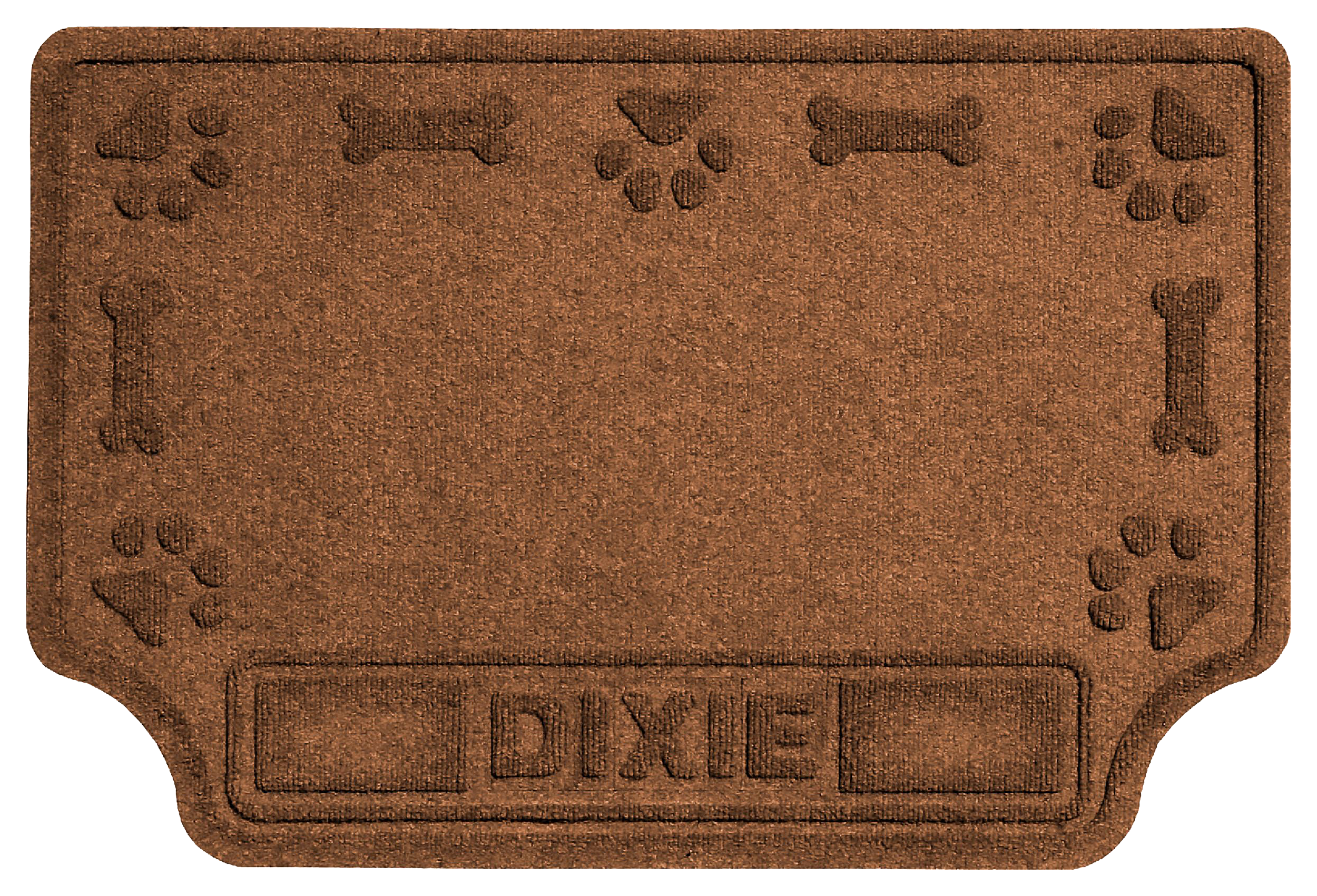 Image of "Bungalow Flooring WaterHog Pet Drool Hog Bone Personalized Pet-Feeder Mat - Dark Brown - 22"" x 33"""