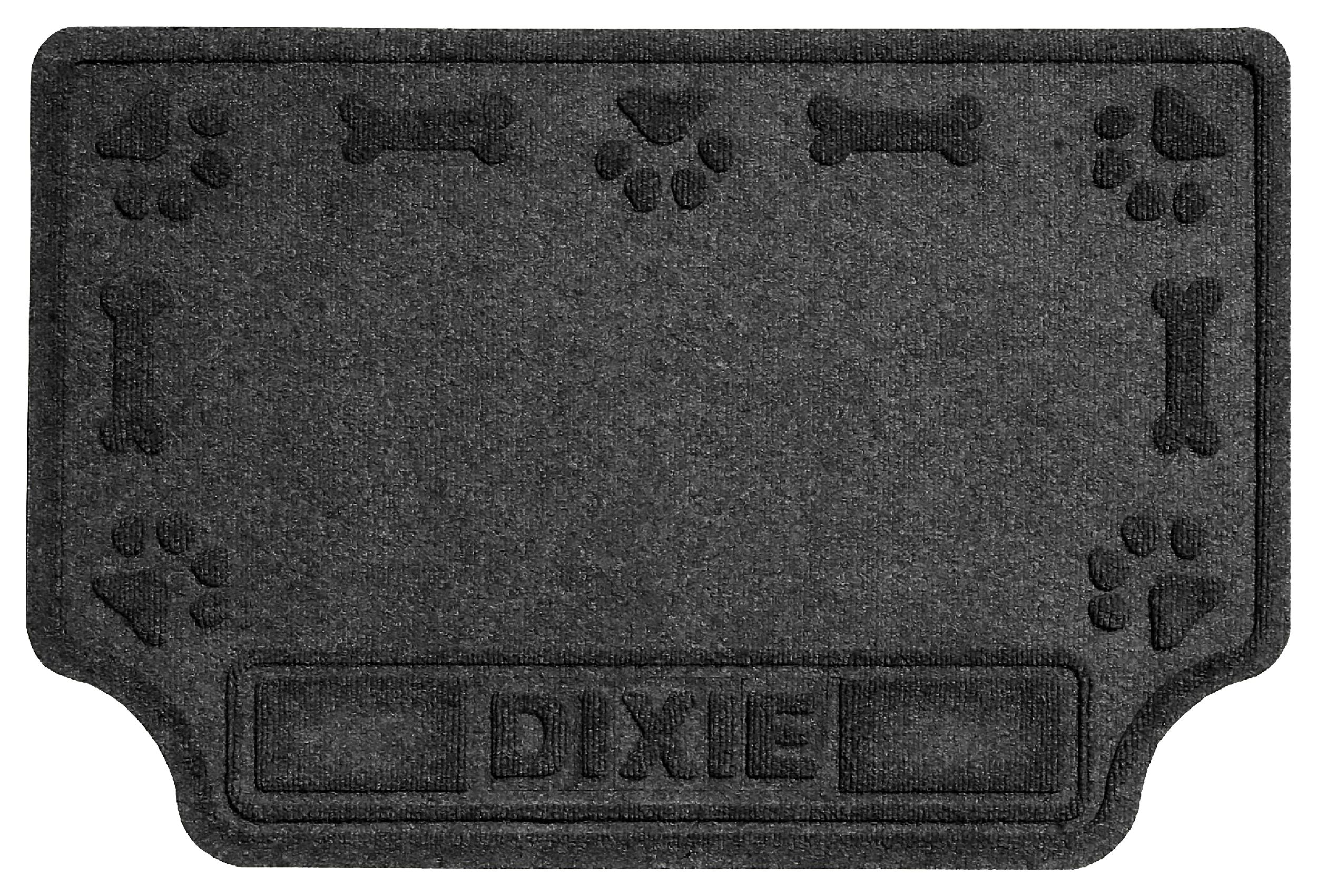 Image of "Bungalow Flooring WaterHog Pet Drool Hog Bone Personalized Pet-Feeder Mat - Charcoal - 22"" x 33"""