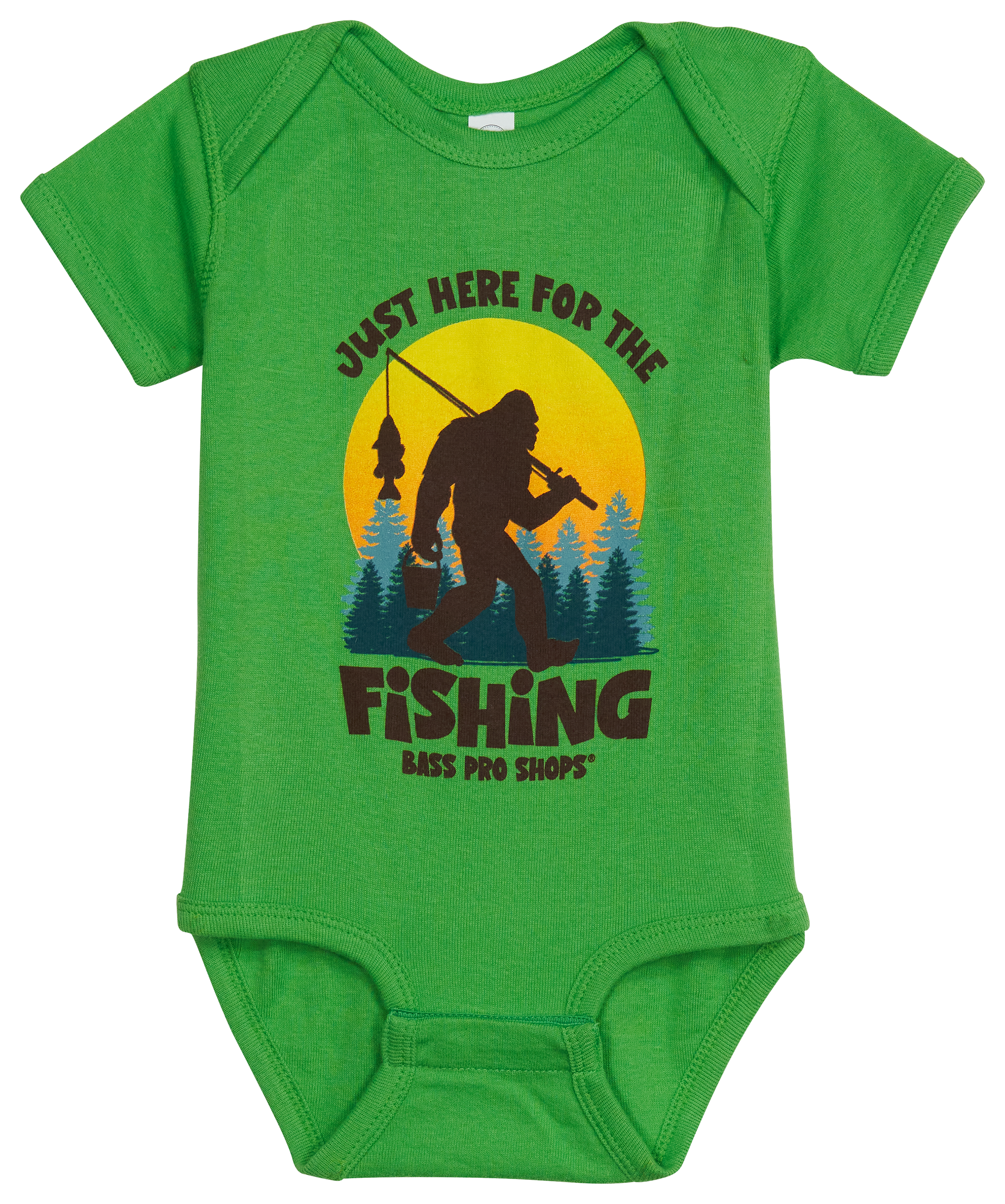 Image of Bass Pro Shops Bigfoot Fishing Short-Sleeve Bodysuit for Babies - Apple - 6 Months