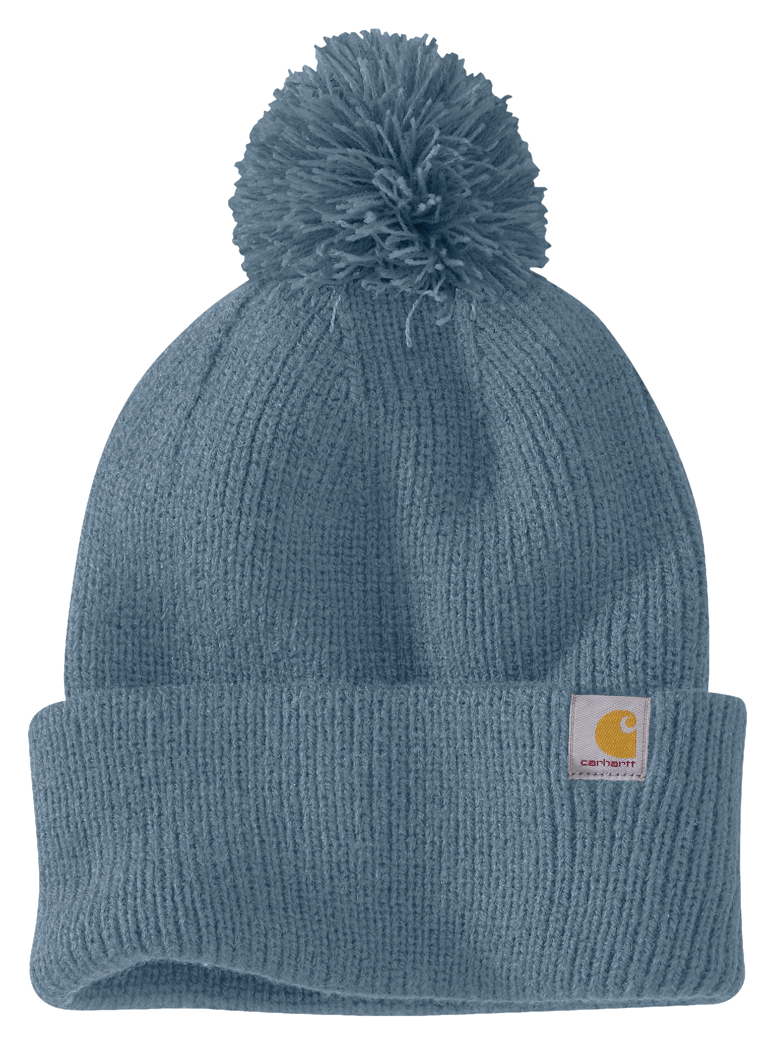 Image of Carhartt Rib-Knit Pom-Pom Cuffed Beanie - Thundercloud