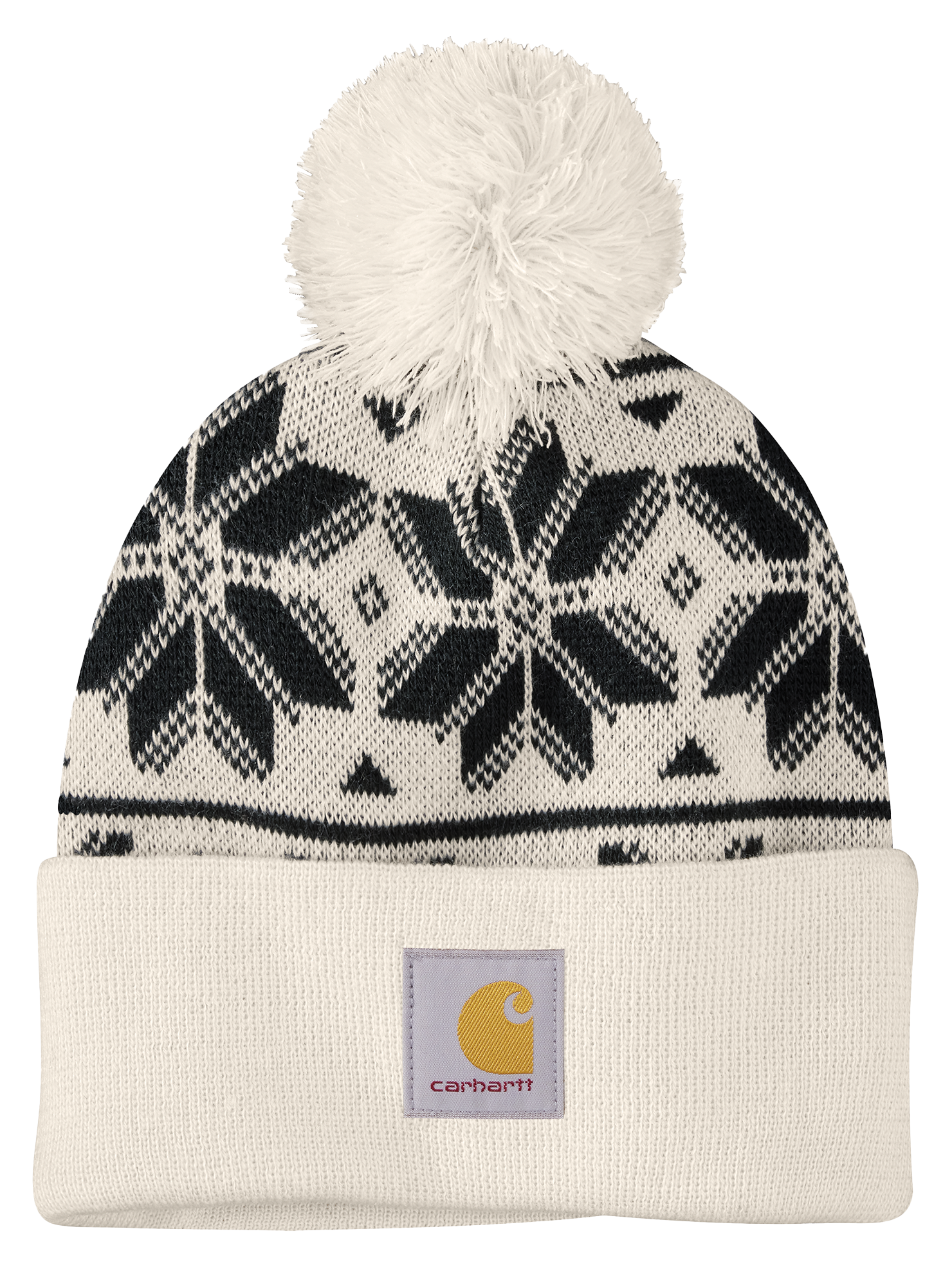 Image of Carhartt Pom Jacquard Knit Beanie for Ladies - Oat Milk