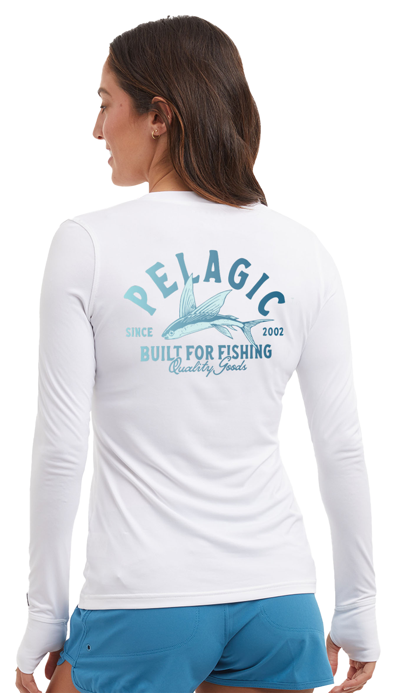 Image of Pelagic AquaTek Flyer Long-Sleeve Fishing Shirt for Ladies - White - M