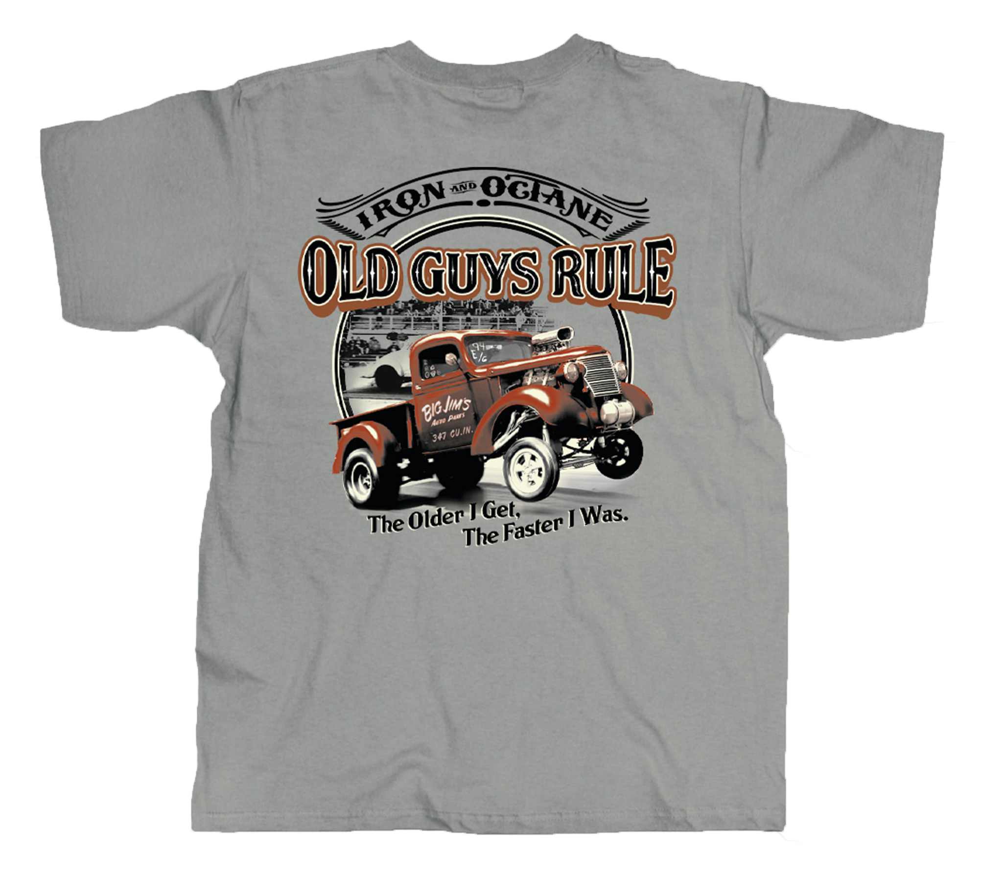 Image of Old Guys Rule Iron and Octane Short-Sleeve T-Shirt for Men - Gravel