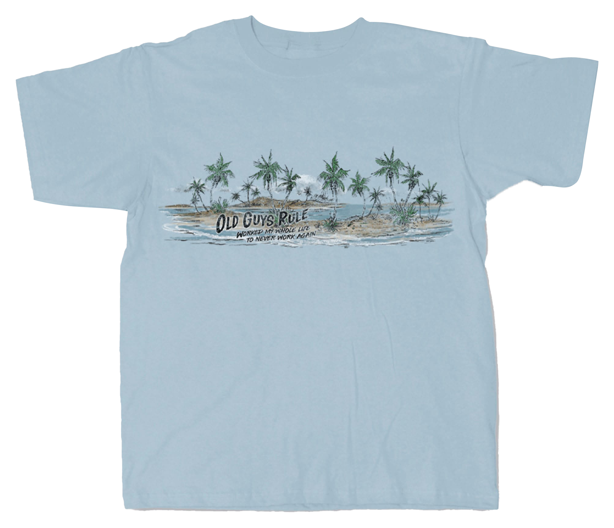 Image of Old Guys Rule Palm Band Short-Sleeve T-Shirt for Men - Light Blue - M