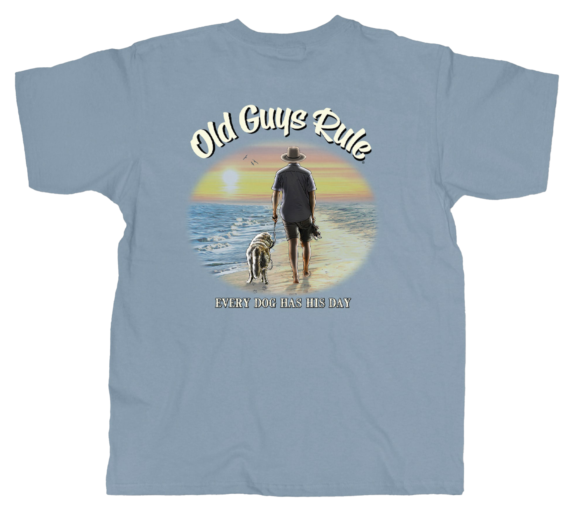 Image of Old Guys Rule Dog Days Short-Sleeve T-Shirt for Men - Stone Blue