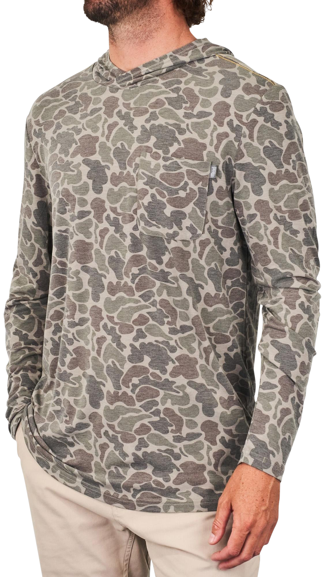 Image of Marsh Wear Buxton Hagood Hoodie for Men - Dark Green Mallard Camo