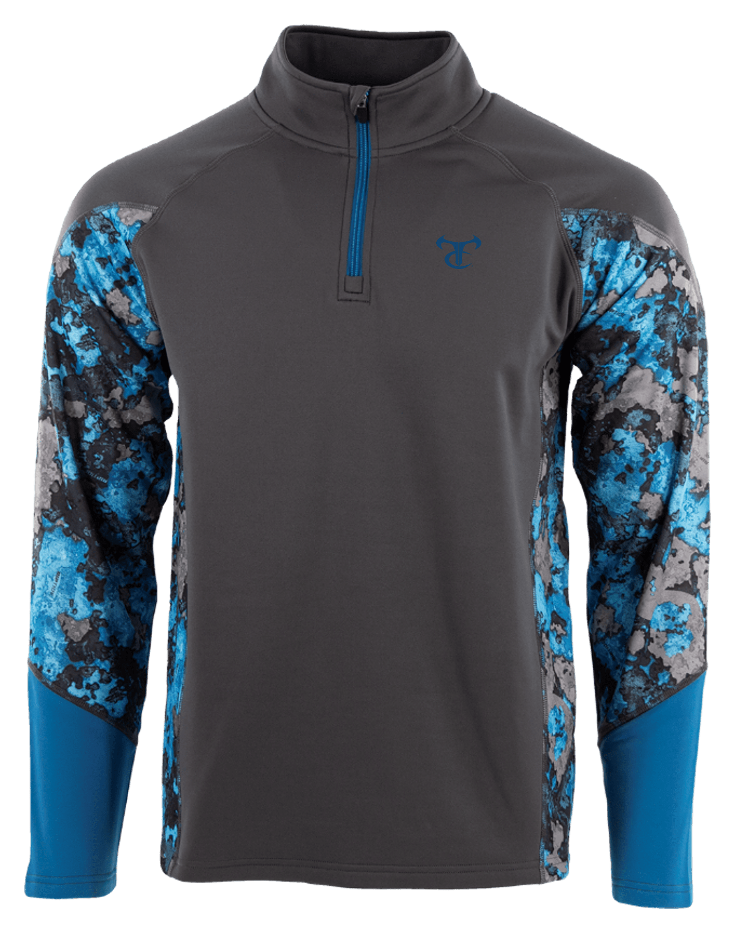 Image of TrueTimber Quarter-Zip Pullover for Men - Gray/TrueTimber Riptide