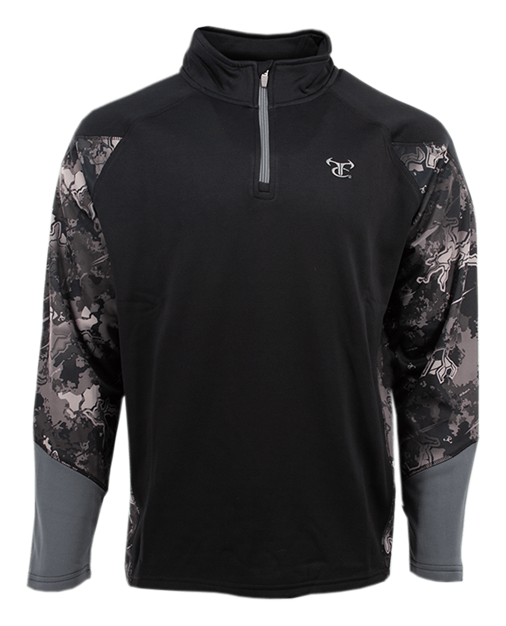 Image of TrueTimber Quarter-Zip Pullover for Men - Black/TrueTimber Viper Urban - S