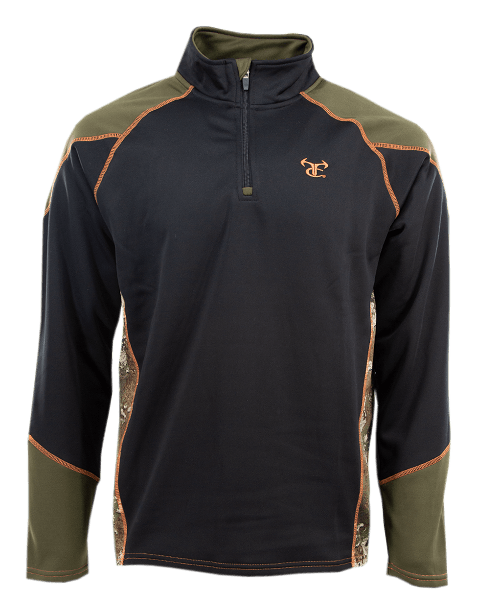 Image of TrueTimber Quarter-Zip Pullover for Men - Black/TrueTimber Strata - S
