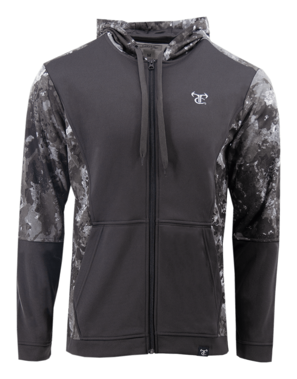 Image of TrueTimber Full-Zip Performance Hoodie for Men - Black/TrueTimber Midnight - S