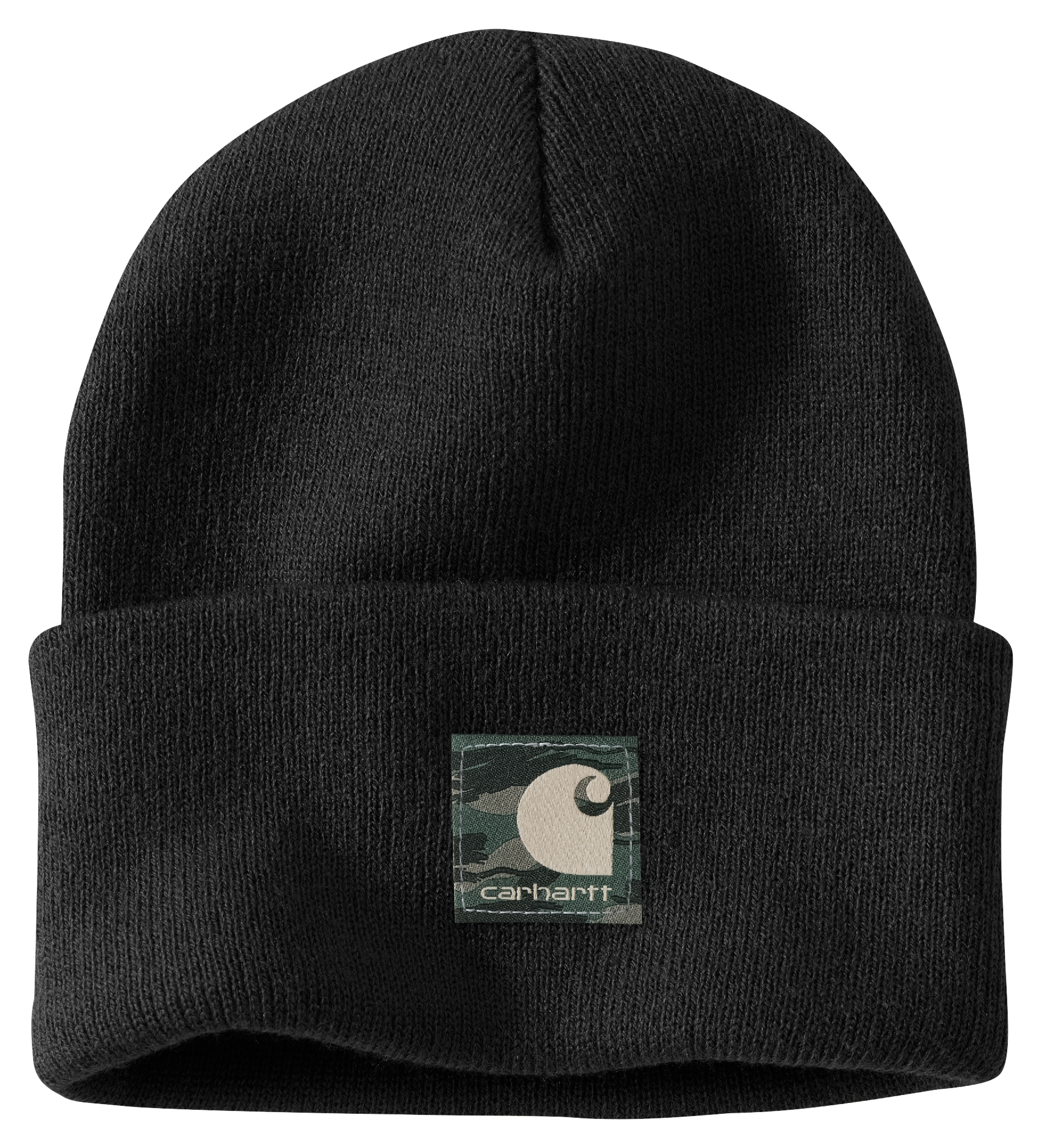 Image of Carhartt Knit Camo Patch Beanie - Black