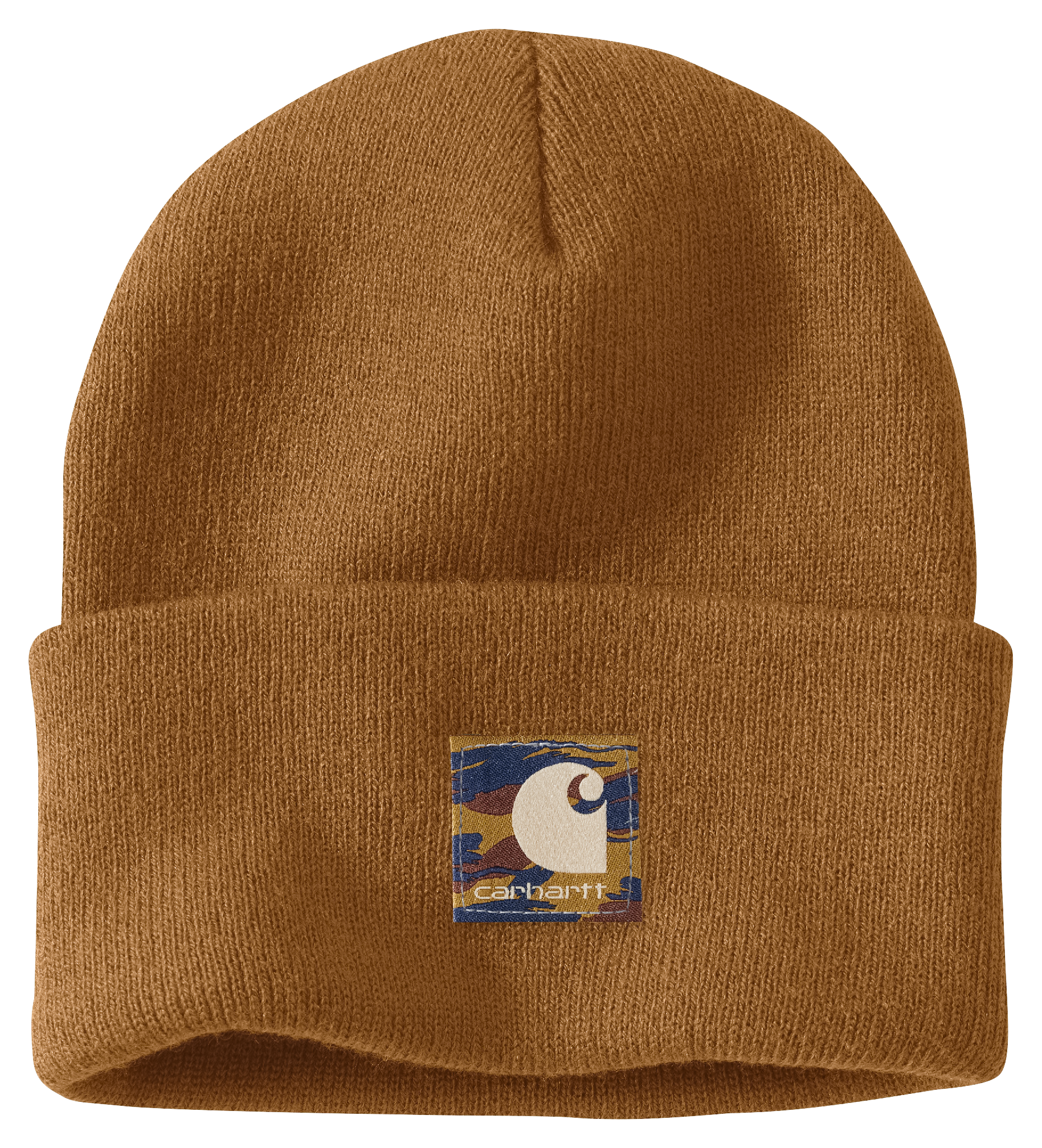 Image of Carhartt Knit Camo Patch Beanie - Carhartt Brown