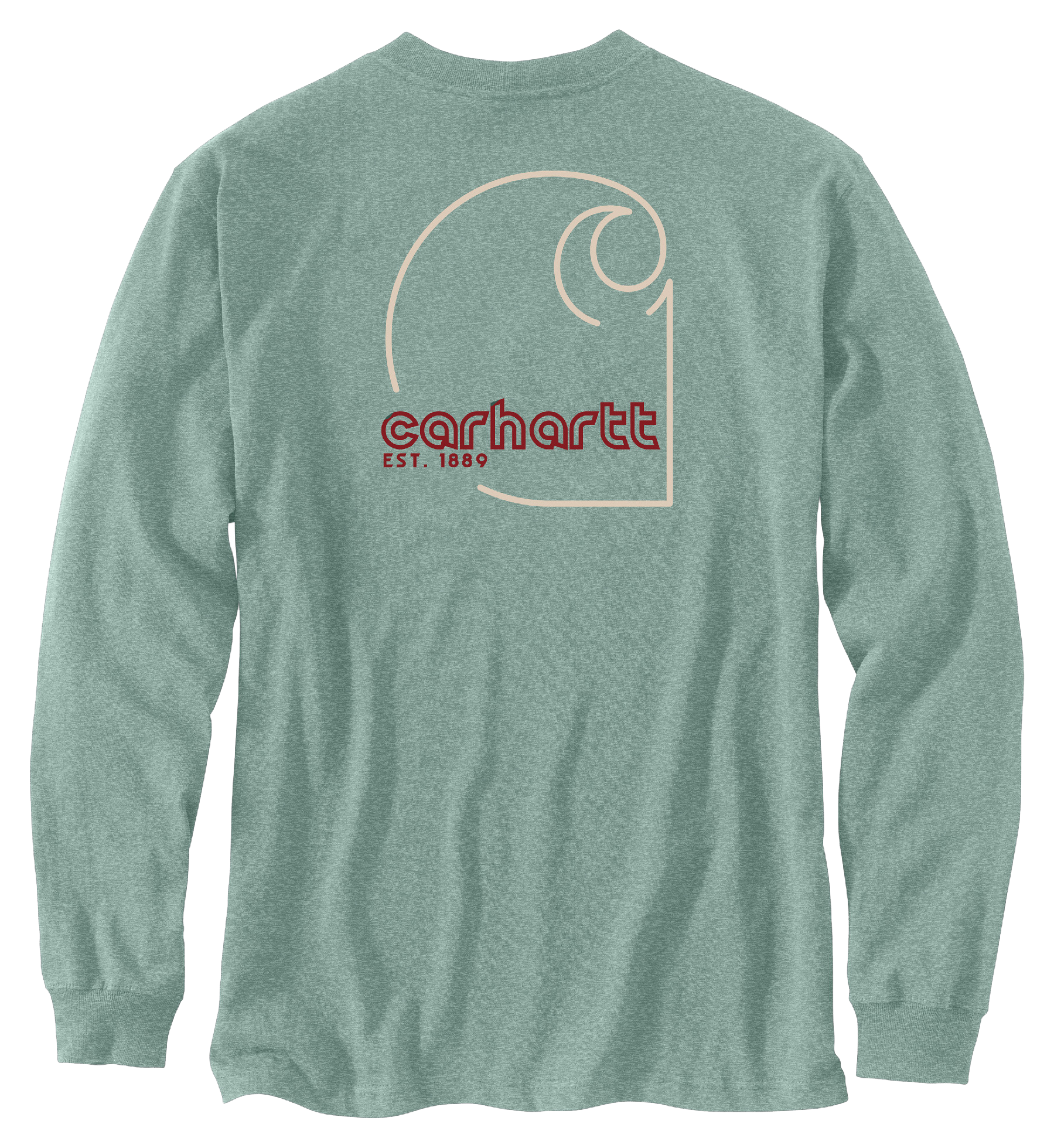 Image of Carhartt Loose-Fit C Graphic Heavyweight Long-Sleeve Pocket T-Shirt for Men - Patina Heather - M