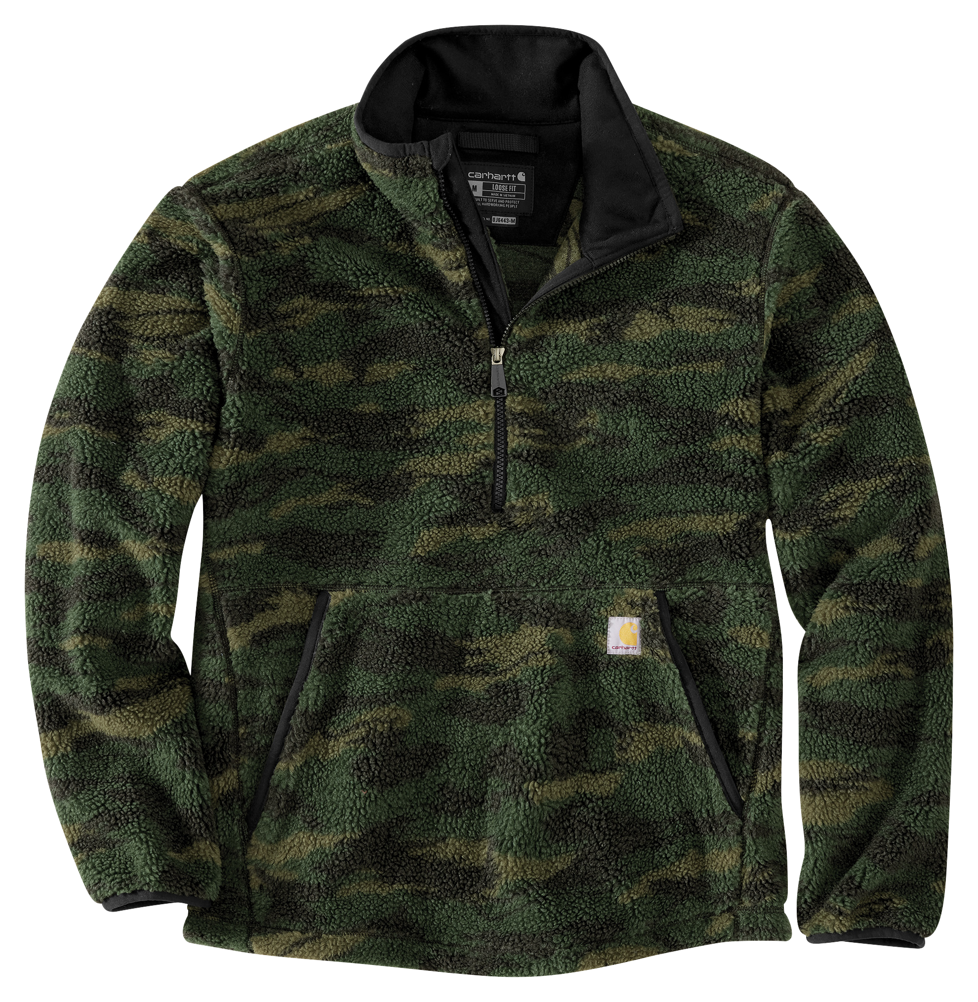 Image of Carhartt Loose-Fit Quarter-Zip Fleece Pullover for Men - Mountain View Camo - M